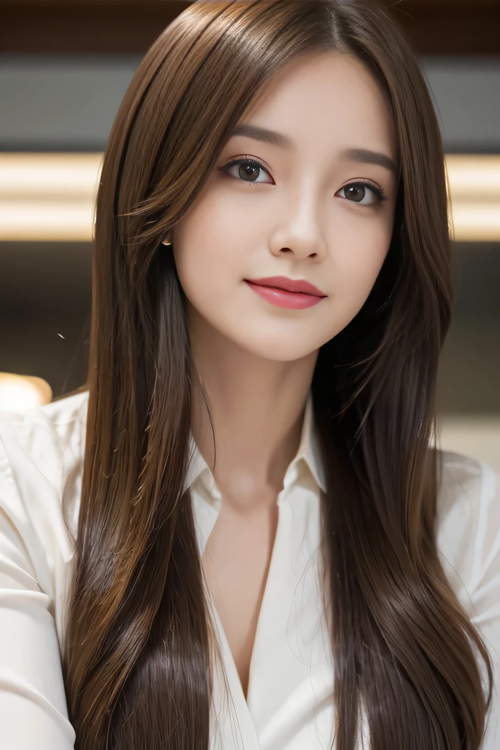 table top、highest quality、genuine、Super detailed、finely、High resolution、8k wallpaper、one beautiful woman、、、light brown disheveled hair、wearing a business suit、sharp focus、perfect dynamic composition、beautiful and detailed eyes、thin hair、詳細なgenuineな肌の質感、smile、close-up portrait、model body shape