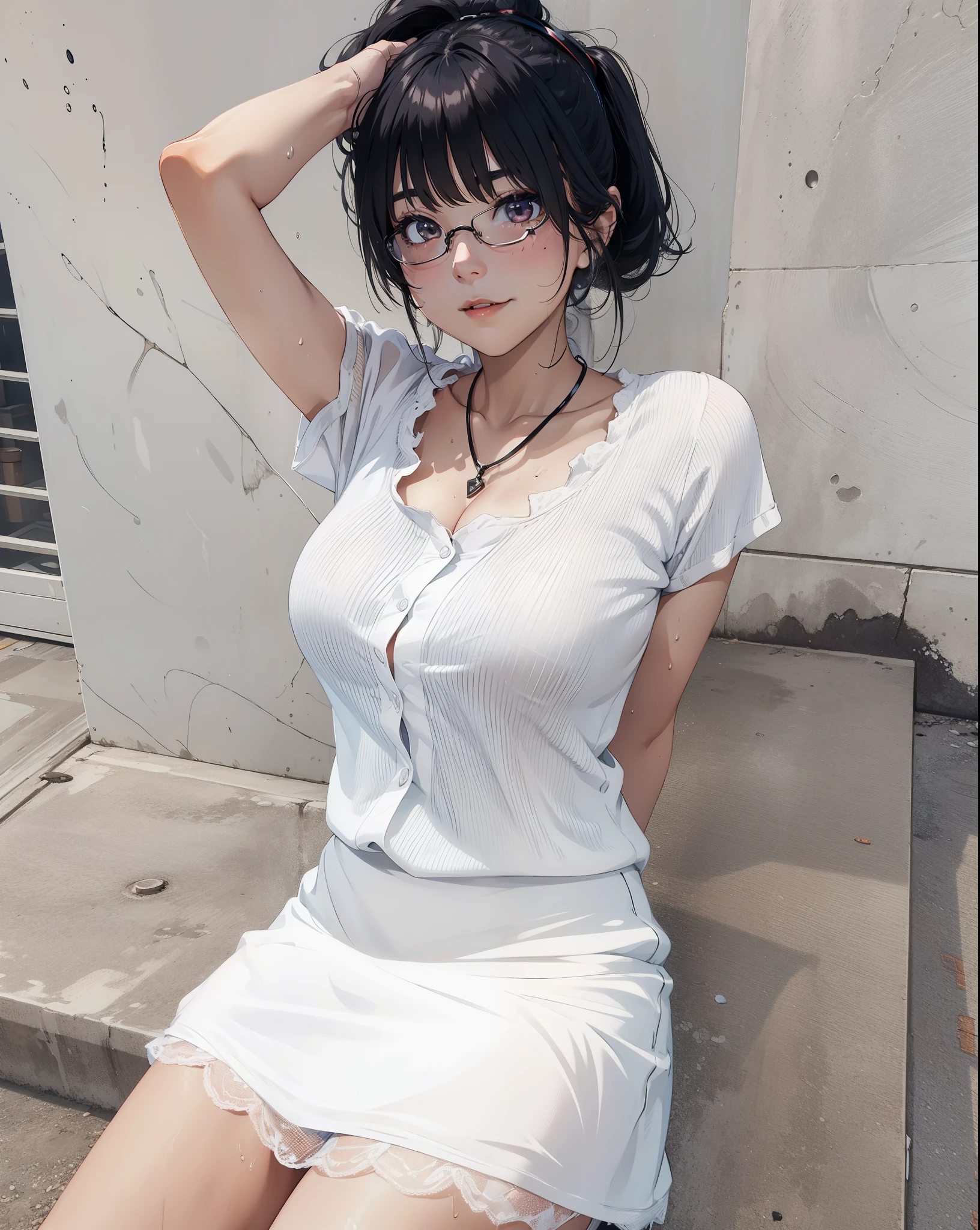 (extremely detailed CG unity 8k wallpaper), (masterpiece), (best quality), (ultra-detailed), (best illustration), (best shadow), (absurdres),
BREAK
girl, sweat, steam, medium breast, nsfw, looking at viewer, light smile, glasses,