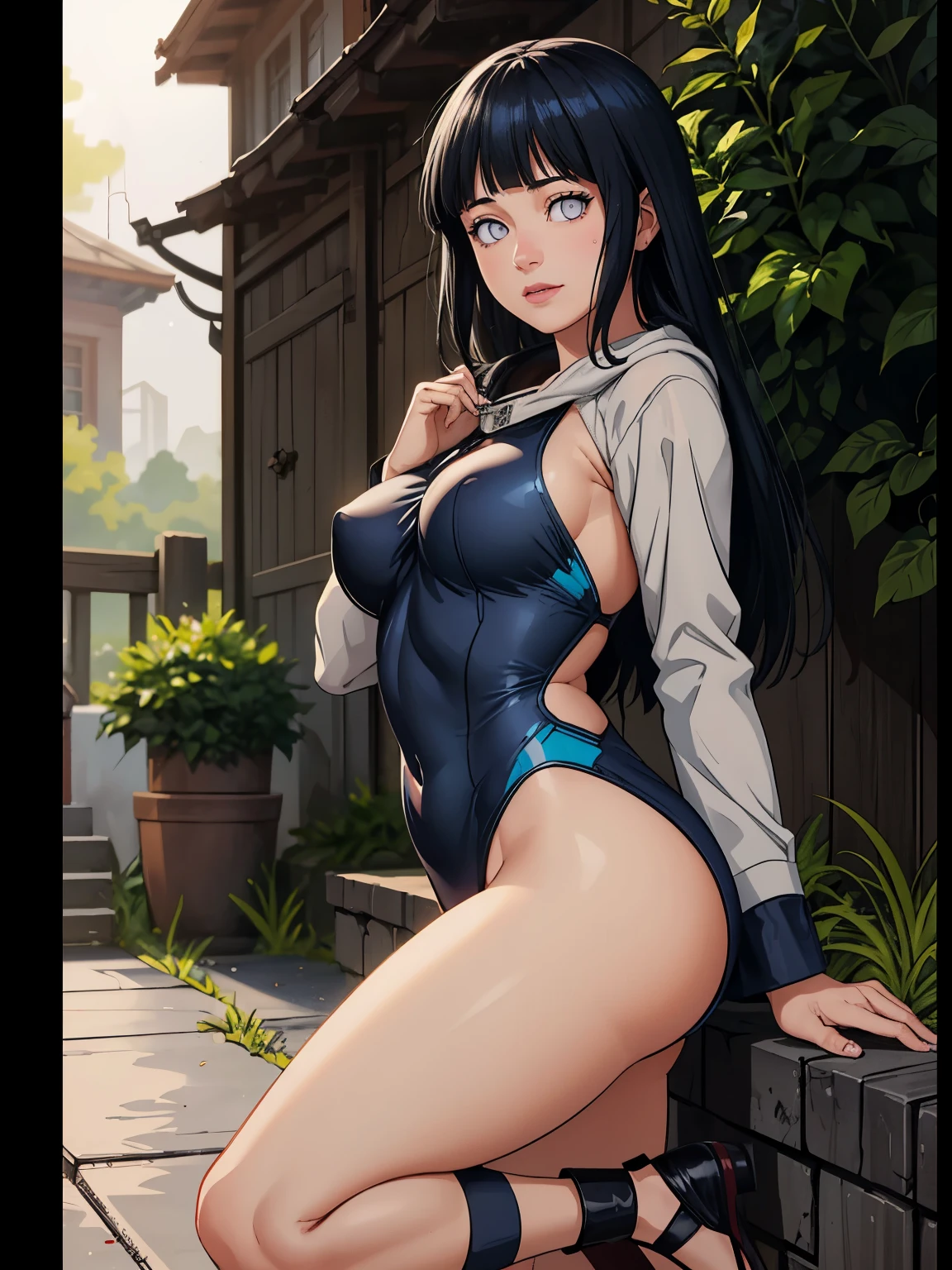 ((masterpiece)), (best quality),, official art, extremely detailed CG unity 8k wallpaper, highly detailed, shiny skin, Depth of field, vivid color,, 1girl, (curvy:0.6), (full body:0.8), girl wearing sexy clothes, sexy , portrait sophie mudd, casual pose, gorgeous young model, cute young woman, a beautiful -aged girl, very pretty model, young , cute young girl, beautiful young girl, beautiful model, long black/blue hair, dark hair, shiny hair, young and cute girl, girl, Hinata, Naruto, Hinata anime, anime, looking at me, high shadow texturing, shadows included, looking epic, epic background, epic place, single person, nobody else, wearing swimsuit, wearing somethink cute, wearing cute dress, adorable, kawaii, cute, proud, happy, definision of happines, rainy day, rain, light source, epic lighting, sunning, 18+ , epic background, super epic backgorund, backgorund theme, suepr shadowing, shadows, dynamic lighting, wearing sexy clothes of random color, (Background: sunset, sunny forest, nature), poses: (Poses: sexy pose), light face, light outline lines, realistic, hyper detailer, high details