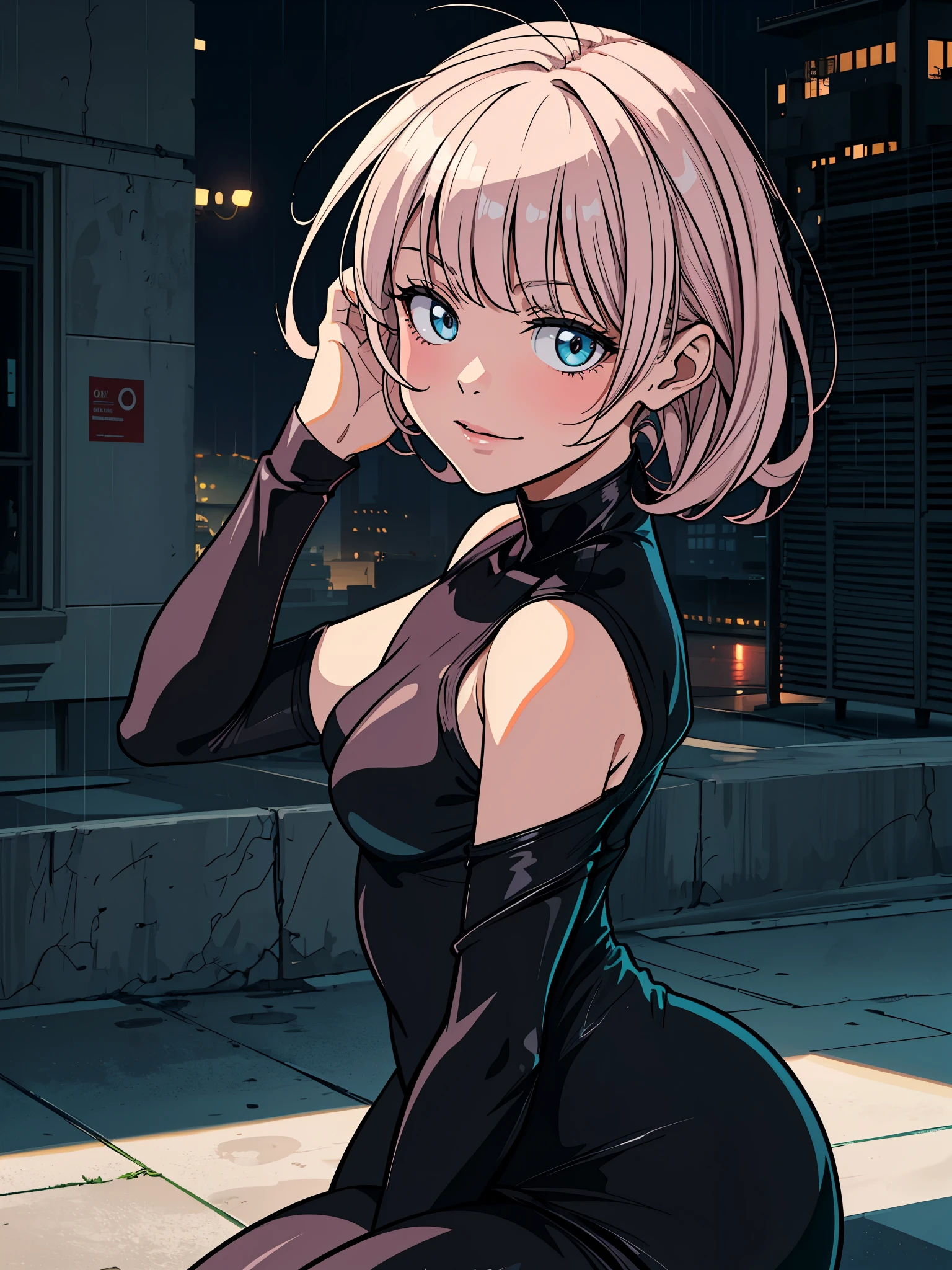 ((masterpiece)), (best quality),, official art, extremely detailed CG unity 8k wallpaper, highly detailed, shiny skin, Depth of field, vivid color,, 1girl, (curvy:0.6), (full body:0.8), portrait sophie mudd, casual pose, gorgeous young model, cute young woman, a beautiful -aged girl, very pretty model, young , cute young girl, beautiful young girl, beautiful model, short pink hair, lighthair, shiny hair, young and cute girl, girl, Nazuna, Call Of The Night, Nazunaanime, anime, high shadow texturing, shadows included, looking epic, epic background, epic place, single person, nobody else, wearing cute dress, adorable, kawaii, cute, proud, happy, definision of happines, rainy day, rain, light source, epic lighting, sunning, 18+ , epic background, super epic backgorund, backgorund theme, suepr shadowing, shadows, dynamic lighting, light face, light outline lines, realistic, hyper detailer, high details, wearing bodysuit or swimsuit, (background: nature)