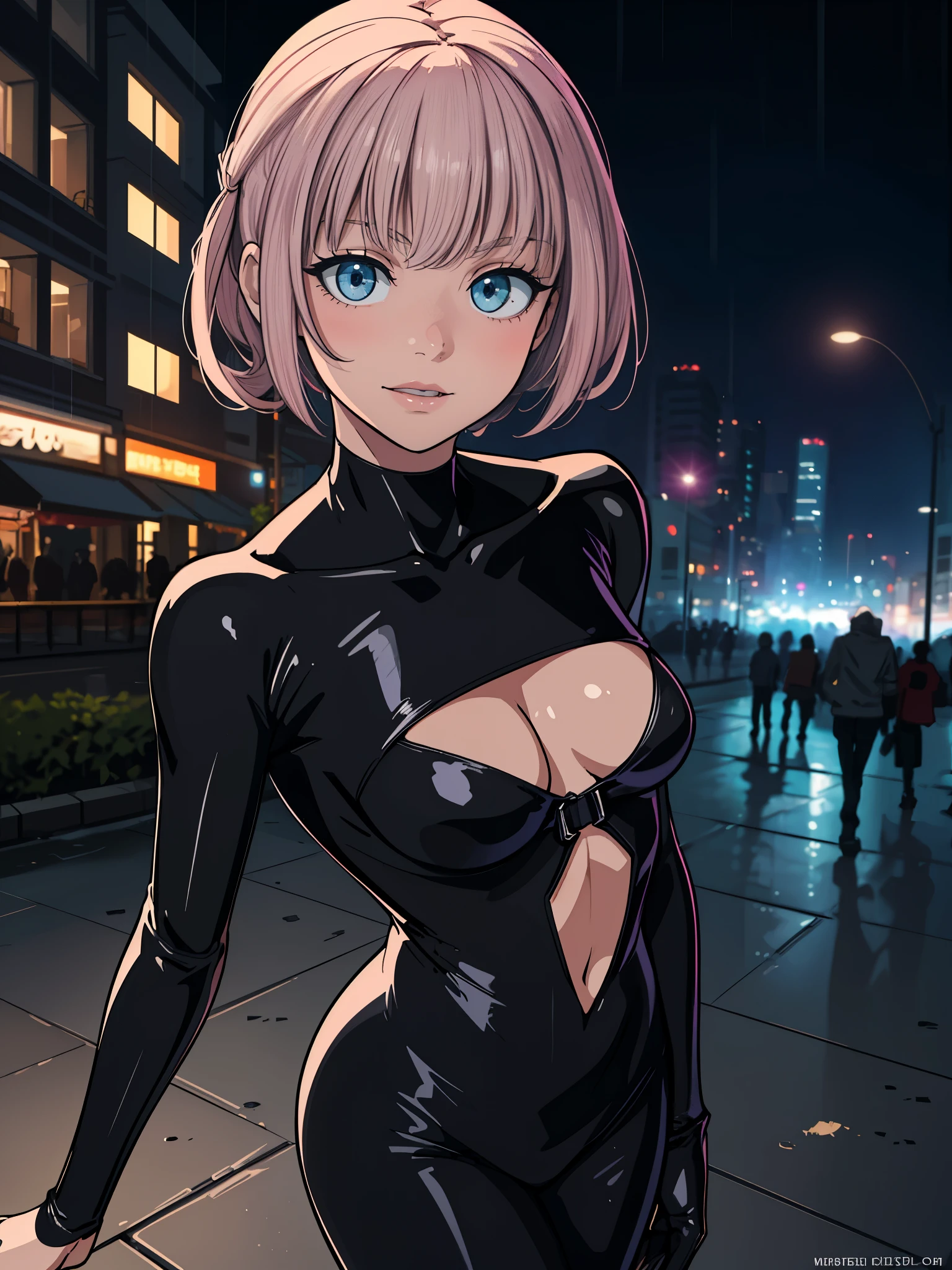 ((masterpiece)), (best quality),, official art, extremely detailed CG unity 8k wallpaper, highly detailed, shiny skin, Depth of field, vivid color,, 1girl, (curvy:0.6), (full body:0.8), portrait sophie mudd, casual pose, gorgeous young model, cute young woman, a beautiful -aged girl, very pretty model, young , cute young girl, beautiful young girl, beautiful model, short pink hair, lighthair, shiny hair, young and cute girl, girl, Nazuna, Call Of The Night, Nazunaanime, anime, high shadow texturing, shadows included, looking epic, epic background, epic place, single person, nobody else, wearing cute dress, adorable, kawaii, cute, proud, happy, definision of happines, rainy day, rain, light source, epic lighting, sunning, 18+ , epic background, super epic backgorund, backgorund theme, suepr shadowing, shadows, dynamic lighting, light face, light outline lines, realistic, hyper detailer, high details, wearing bodysuit or swimsuit, (background: nature)
