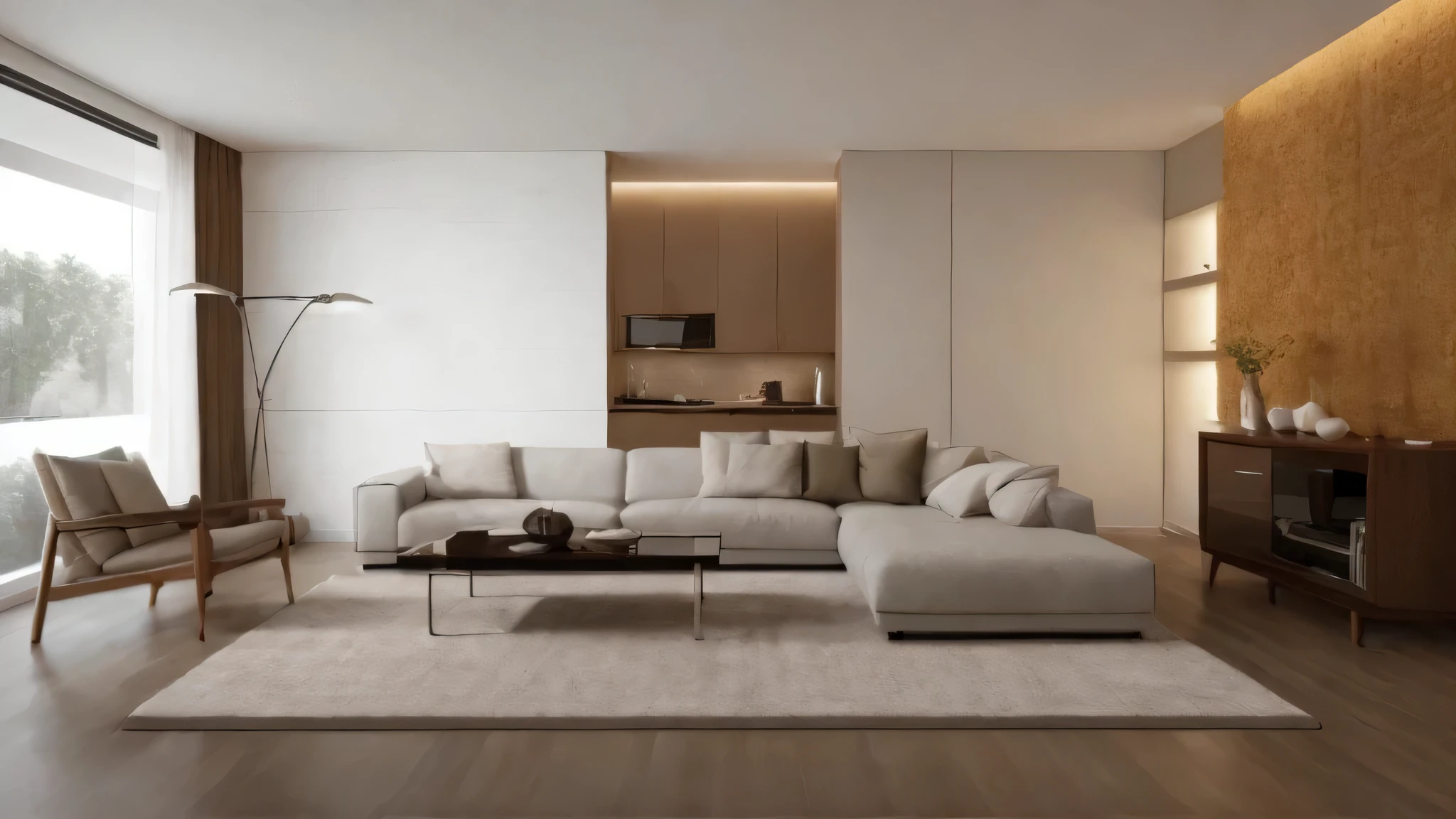 View of living room with sofa, Chair, coffee table and television, interior design living room, Modern and simple, Modern and simple设计, 舒适的modern living room, maximalist interior design, modern living room, living room interior design, simple furniture, indoor living room, Simple and beautiful, apartment design, High quality rendering, placed in a large living room,live shooting,Super fine details,8K quality