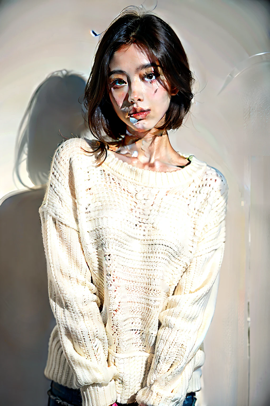 1 chica,sweater,Fondo blanco,
