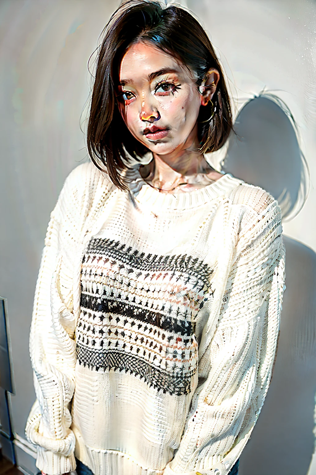 1 chica,sweater,Fondo blanco,