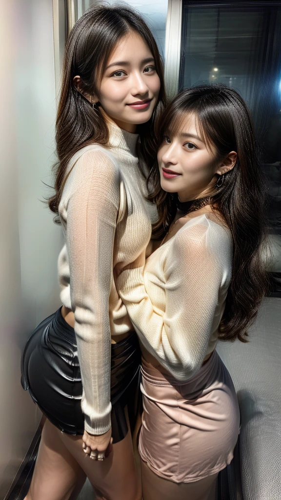 2girls、sprawl、Licking each other、Kiss face to face、embracing each other、When you open your mouth, The tip of the tongue touches、Yogurt in the mouth overflows and drips from the mouth、Top image quality、Raw photography、超A high resolution、16-year-old woman、big round chest、Thin and tight metallic gloss tube top、Thin and tight metallic red skirt、Metallic Gloss Knee High Socks、Leather boots、Beautiful Eyes of Details、very elongated eyes、Beautiful eyelashes、Beautiful double eyelids、Bright blonde shorthair、very slender physique、Glossy dark red lipstick、eyeshadows、eye line、Sad face、red blush、profuse sweat all over the body,、Turn your butt towards us、Sateen、Share a kiss、