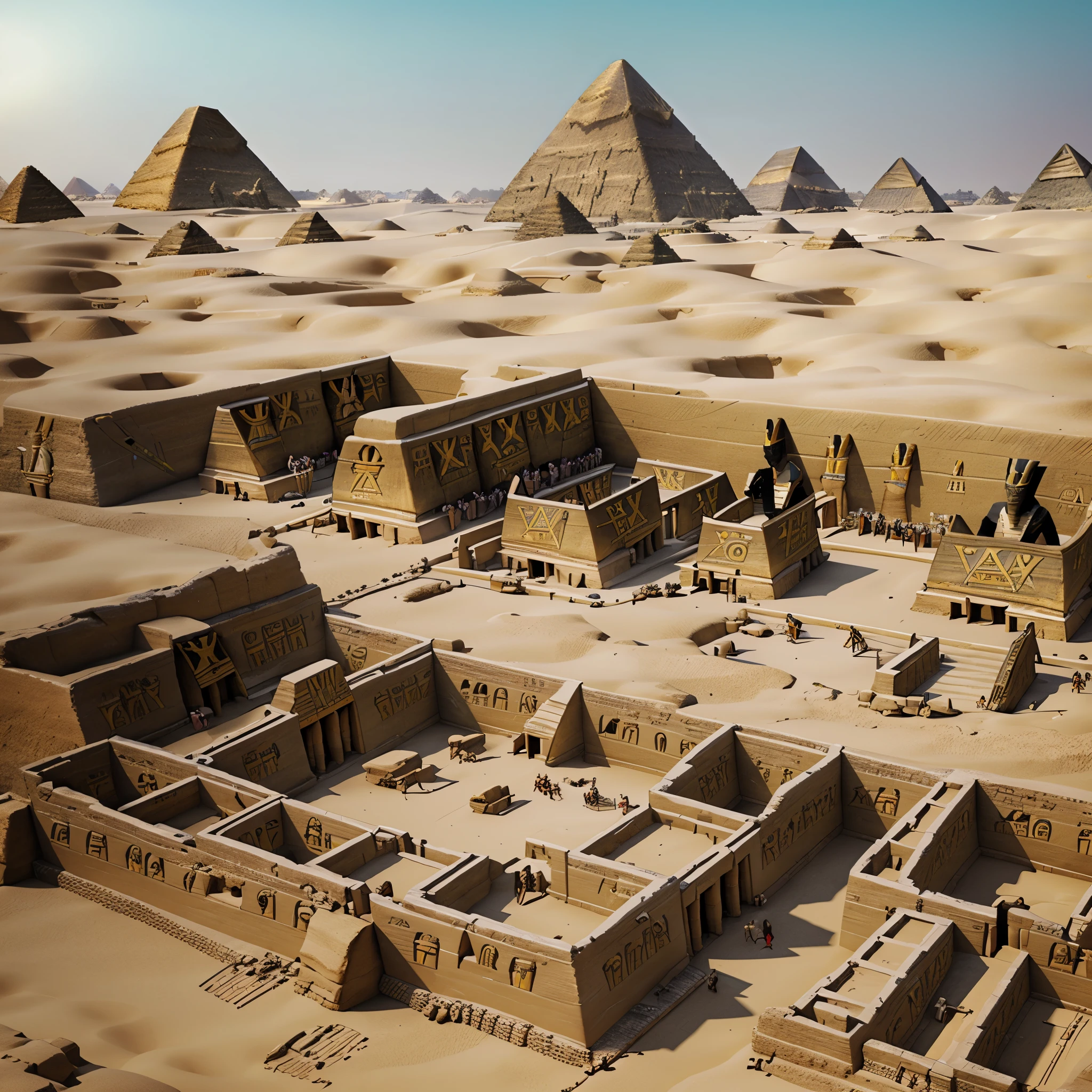 Landscape with buildings, (Ancient Egypt:1.6), hyper realistic, 8k, vibrant colors, sharp image