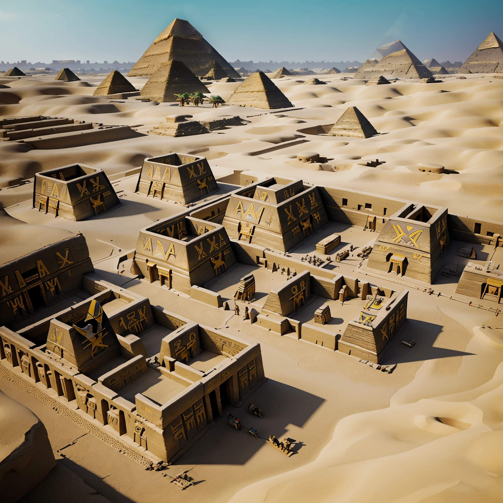 Landscape with buildings, (Ancient Egypt:1.6), hyper realistic, 8k, vibrant colors, sharp image