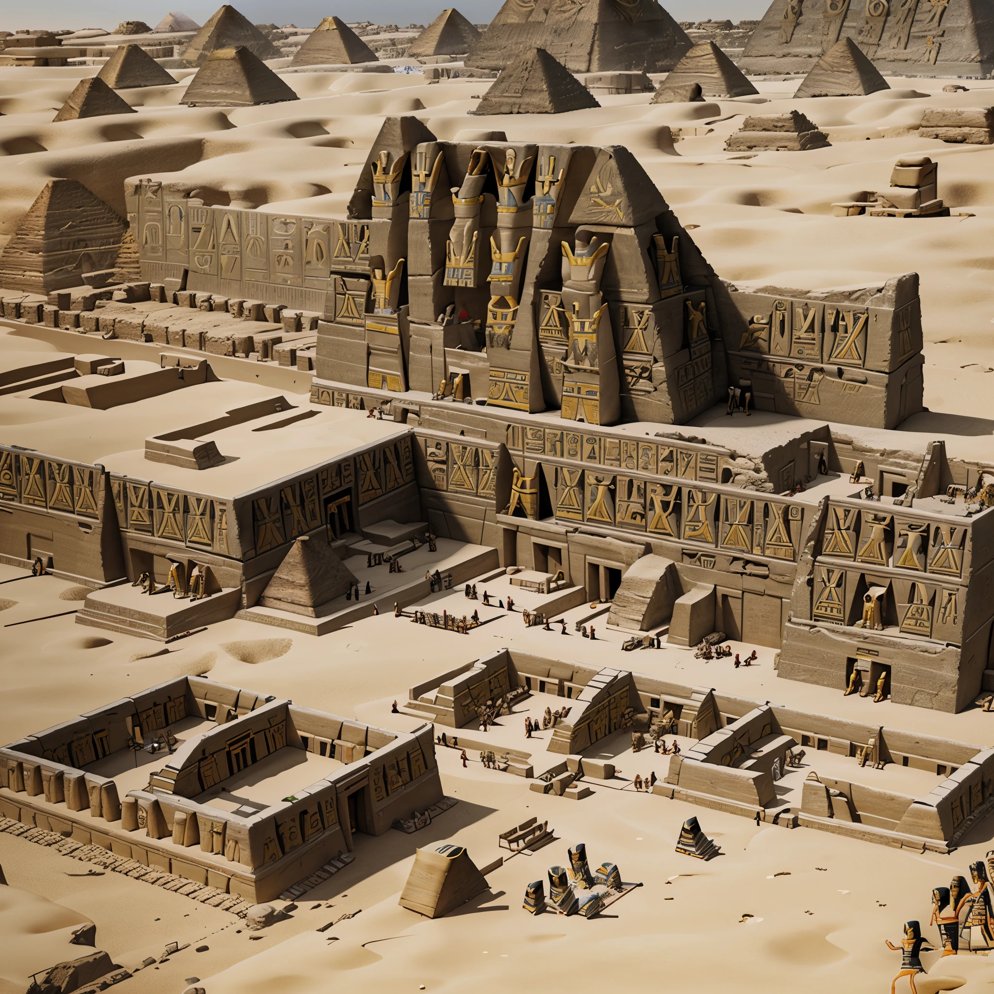 Landscape with buildings, (Ancient Egypt:1.6), hyper realistic, 8k, vibrant colors, sharp image
