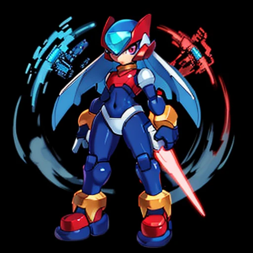 , (masterpiece:1.3), best_quality, absurdres, (solo:1.3), (1girl), full_body, science_fiction, android, reploid, mega_man_zero, mega_man_zx