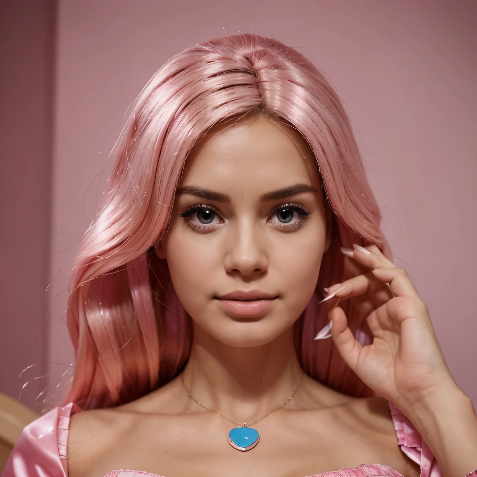 There is a man who is obsessed with Barbie
the next day she turned her house into a barbie
he's getting more and more obsessed,
then she went to the scientist's place, she accidentally pressed the pink button, then she became a barbie doll.
