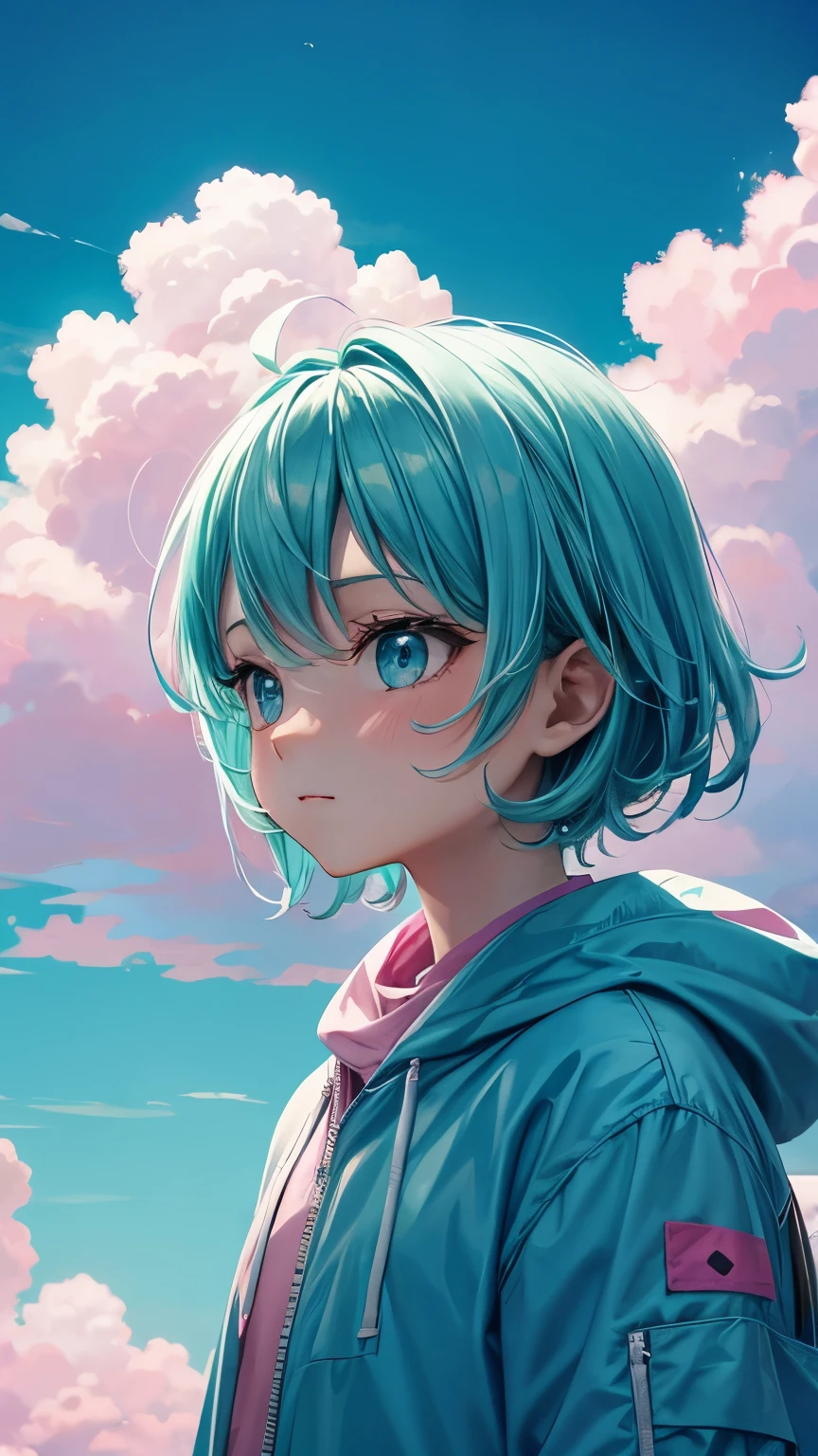 Cyan and pink foggy clouds