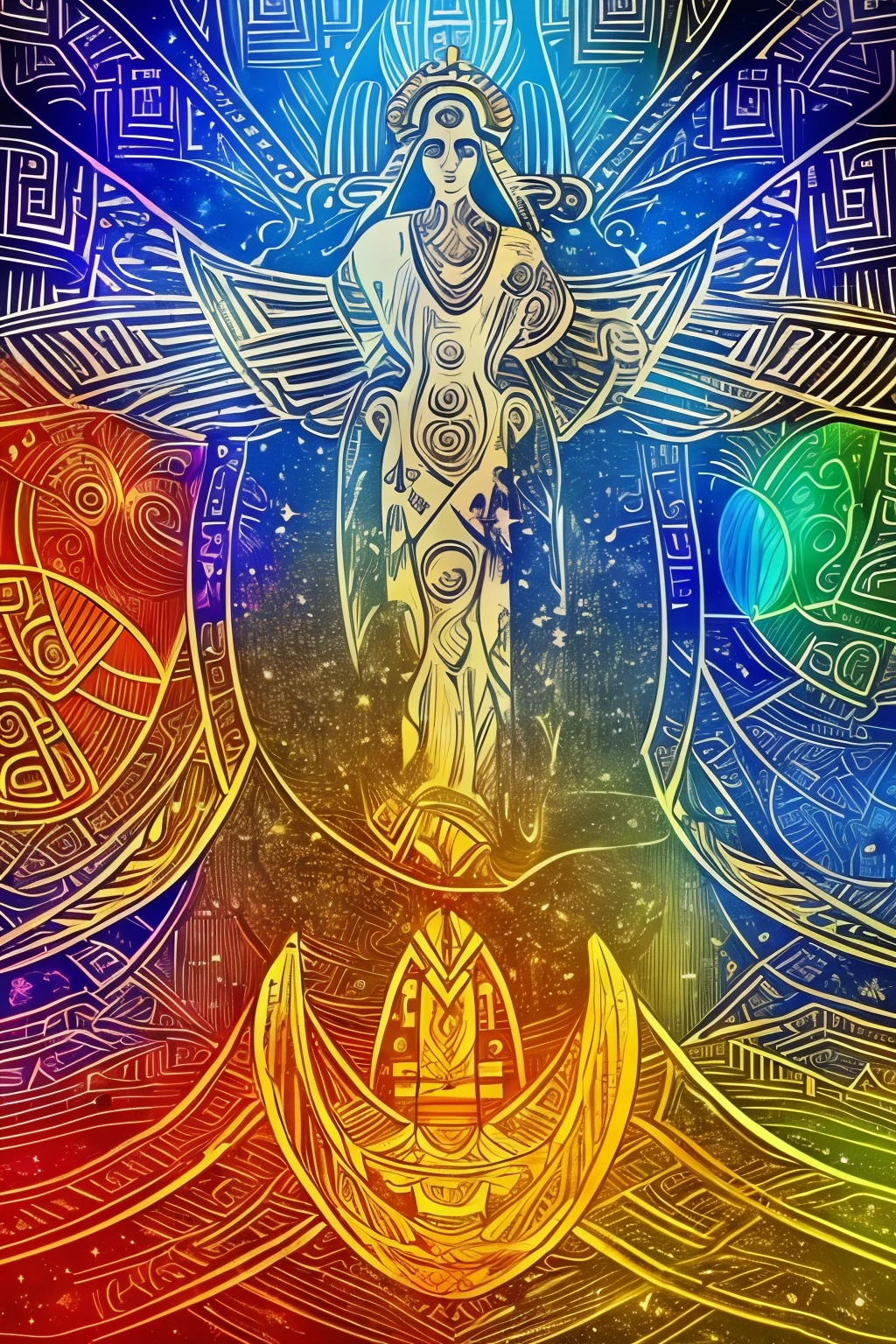 best quality, (beautiful Greek mythological goddesses:1.7), 32k, RAW photo, incredibly absurdres, extremely detailed, delicate texture, delicate, flashy and dynamic depiction, 3D, background kaleidoscope, huge magic circle, fine stained glass with a retro feel, full moon, static electricity, electric discharge, geometric pattern, irregularity, mysterious, sign of something happening, art, galaxy, rainbow colors neon line light, image processing with mysterious effects