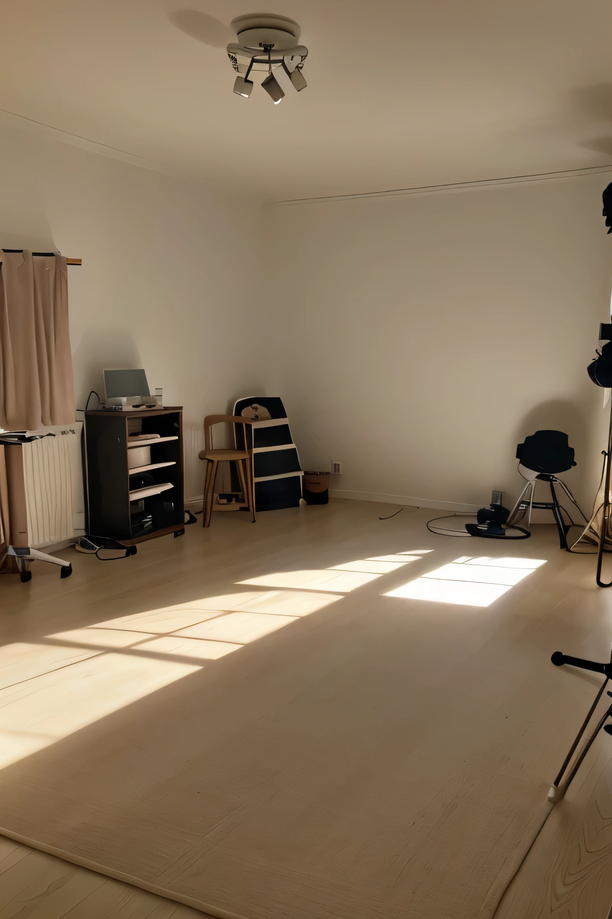 una sala intima de un set de fotografias, con luz tenue pero visible, de 3072 x 2048 resolucion,