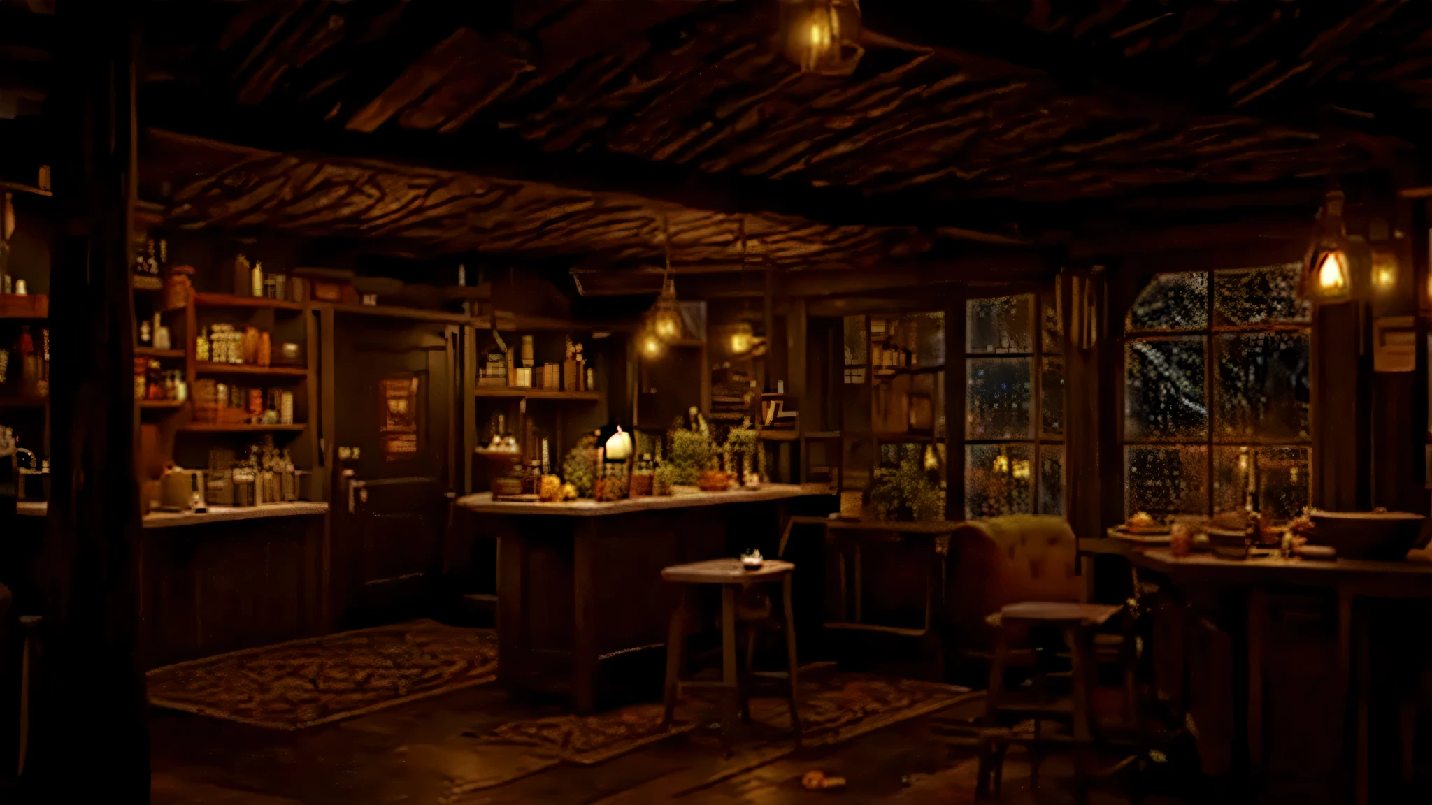 There is a room with a bar and sofa, dimly-lit cozy tavern, a multidimensional cozy tavern, cozy atmosphere, cozy cafe background, pleasant cozy atmosphere, dimly-lit cozy tavern, cozy environment, cozy atmosphere, cozy atmosphere, cozy atmosphere, warm interior, Cozy lighting, Cozy and peaceful atmosphere, beautiful cinematic lighting