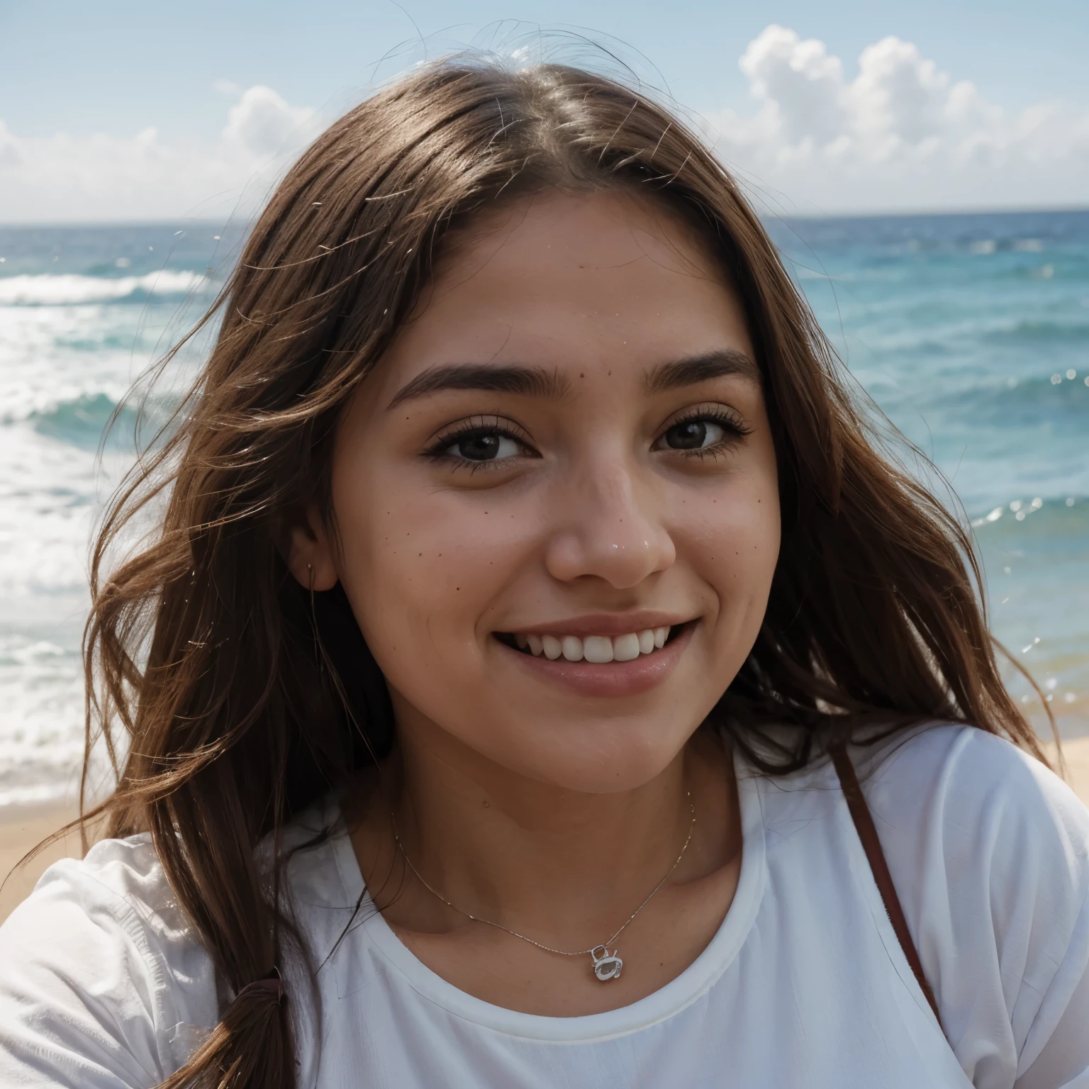 1 chica,pechos enormes, pechos colgantes, pechos gigantes, trasero grande mirando al espectador, Sonrisa, cielo,ocean, leche en toda la cara, blanca pezones hinchado