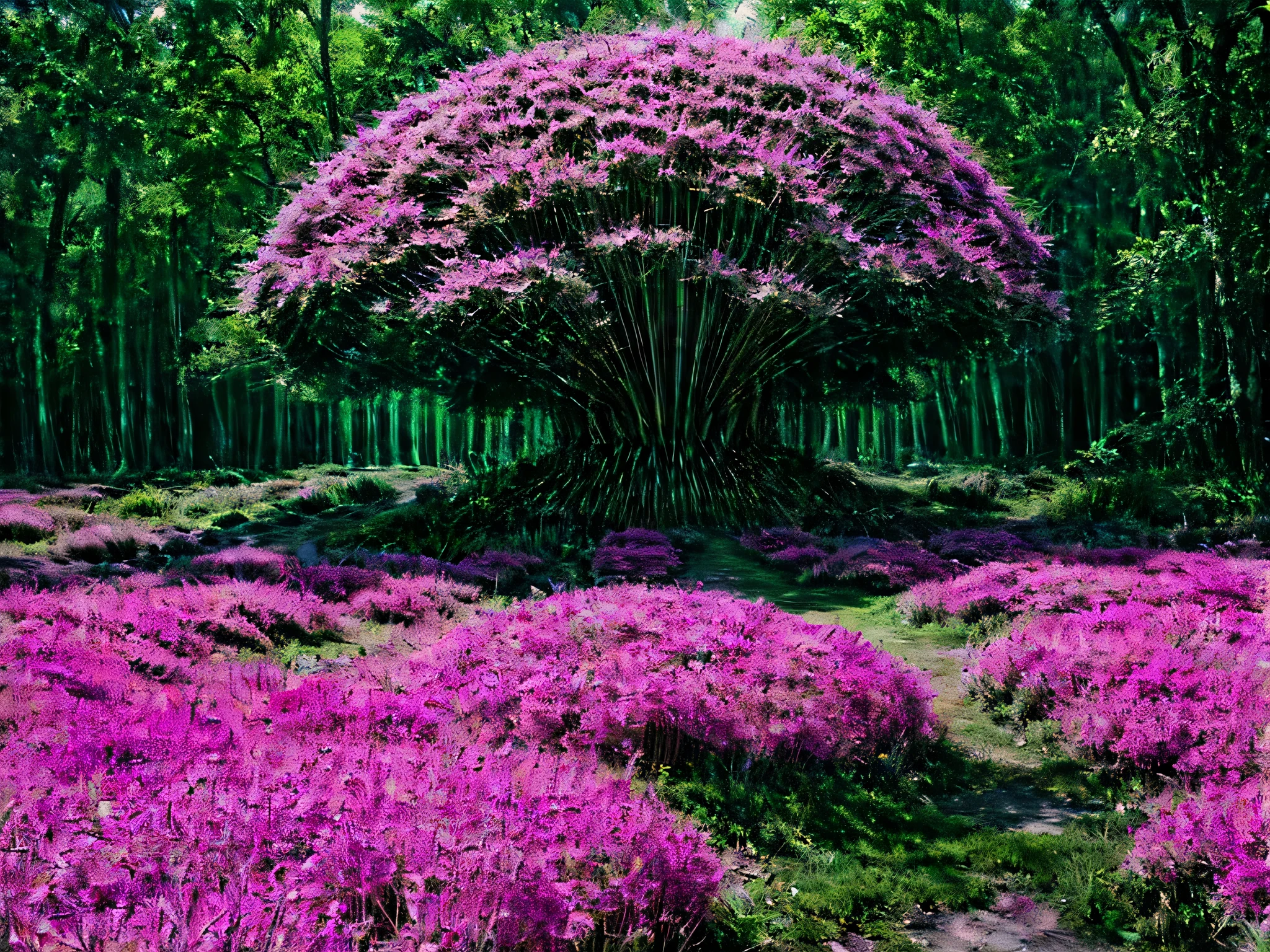 "Transporte-se para um reino de 'Psychedelic Nature', where flora and fauna display exaggerated and surreal colors and patterns. Explore this unique world through a psychedelic lens, immersing yourself in an imaginative vision of nature, where every intricate detail of plants and animals is highlighted by vibrant, psychedelic colors. Experience surreal patterns and textures that transcend common perceptions of nature, criando uma paisagem onde a realidade se funde com o surreal. Infundir elementos de fantasia em cenas naturais, adding a hypnotic, dreamlike quality to the environment. Inspire-se em 'Electric Acid Reverie' by ThistleMary to create images that defy expectations and invite the viewer to explore a world of beauty and wonder beyond imagination."