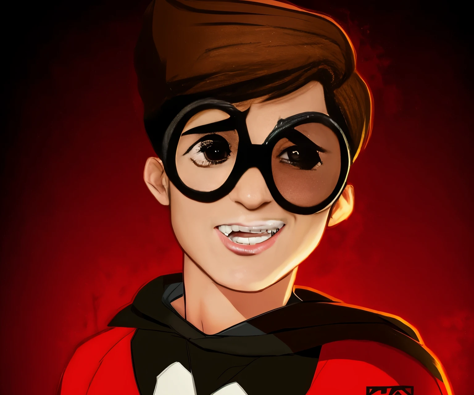 batman the animated adventures, cartoon artstyle, cartoon digital painting, cartoon art style, art in the style of joshy sly, avatar image, damian kryzwonos, nerdy man character portrait, hero 2 d fanart artsation, in cartoon style, by Juan O'Gorman, comic book arzach style, inspired by John Luke, official fanart, fanart, short brown hair, androgynous face, small nose, freckles, pale skin, wearing glasses, wearing robin costume?