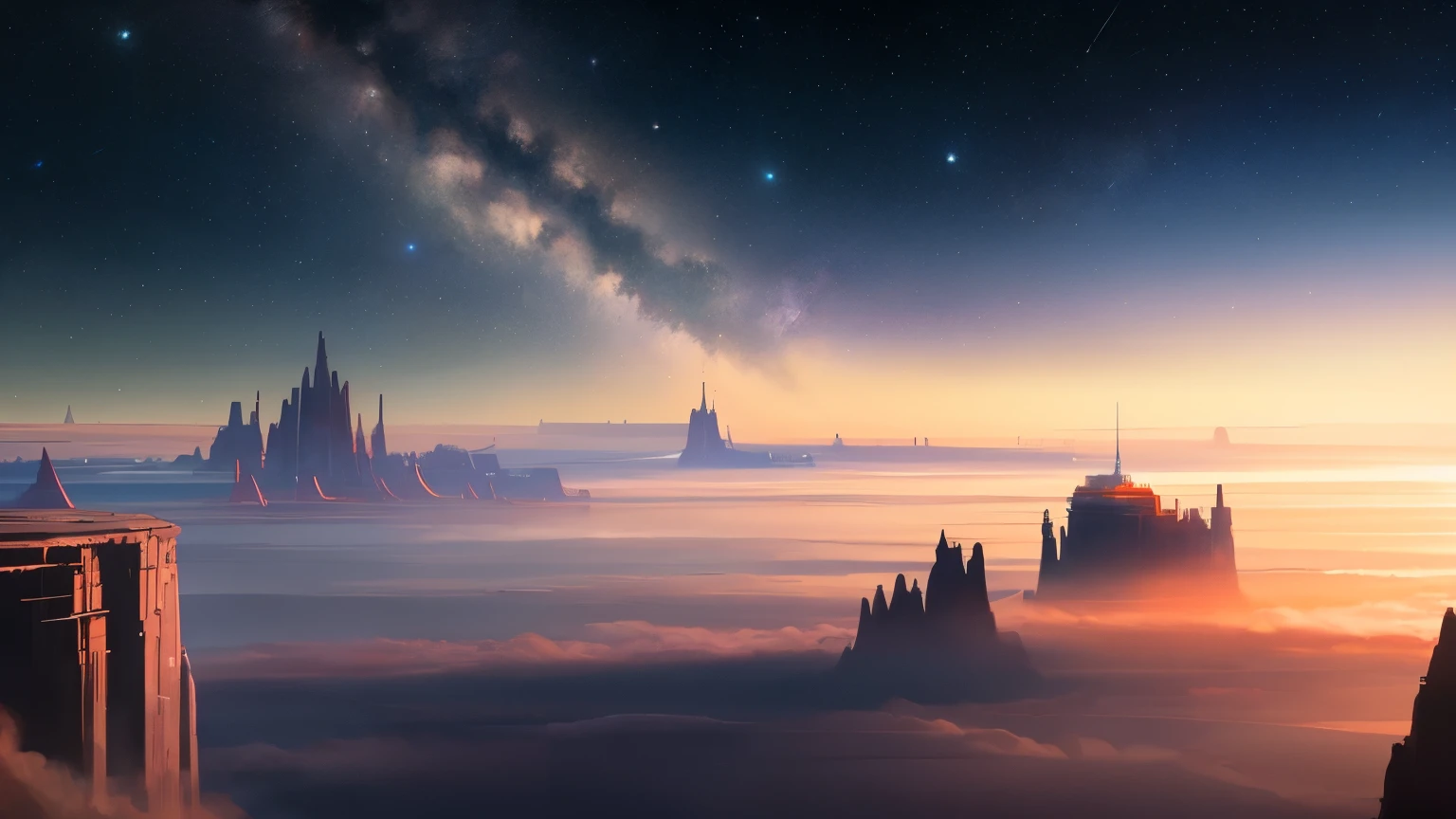 (Very detailed CG unity 8k wallpapers), panoramas of the most beautiful outer space artwork, sci-fi space landscapes, planets, Ed Blinkey, Atey Ghailan, professional majestic paintings of Studio Ghibli, Jeremy Mann, Greg Manchess, Antonio Moro, Trending on ArtStation, Trending on CGSociety, Intricate, High Detail, Sharp focus, dramatic, photorealistic painting art by midjourney and greg rutkowski