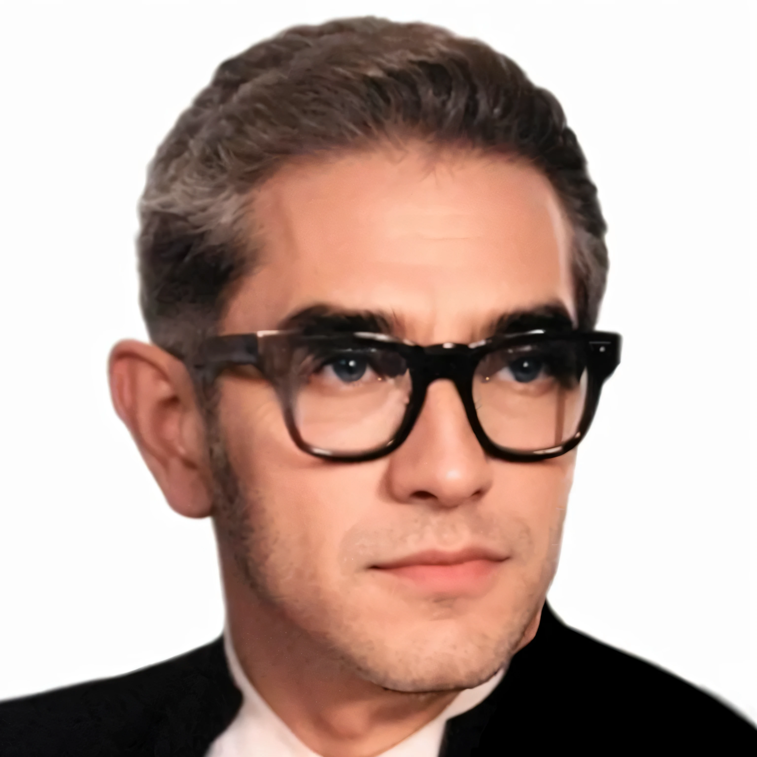Image of a man wearing glasses, terno azul e gravata, 8k, Hiperrealista, High definition