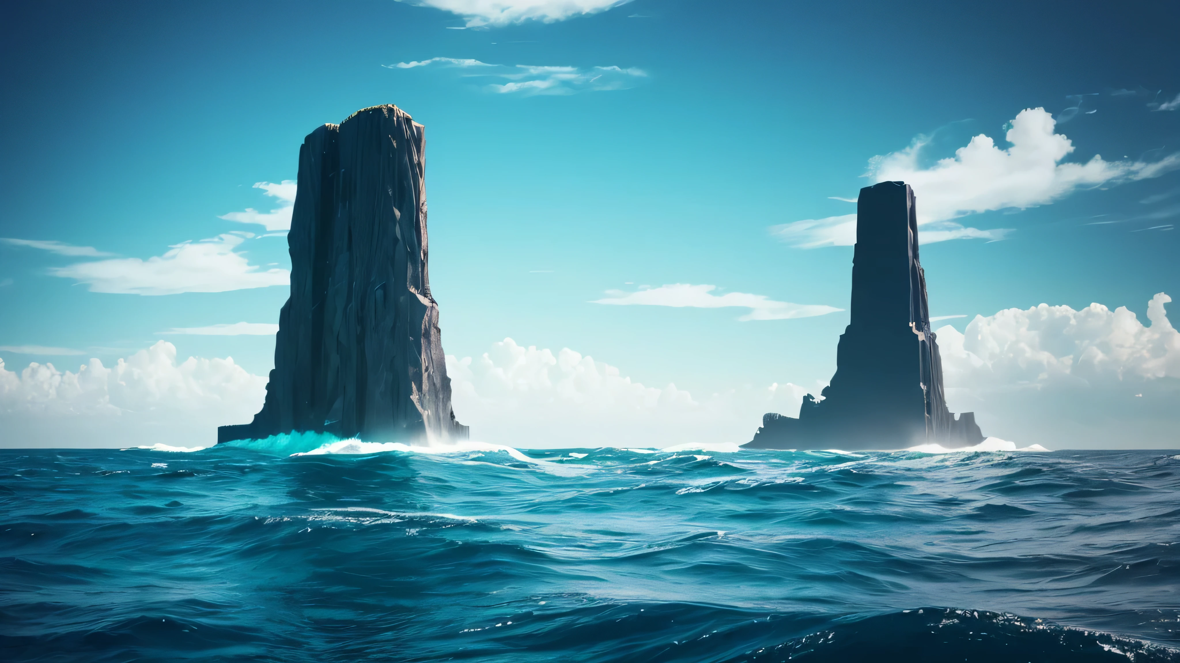there is a picture of a robot in the water with a knife, in a cinematic wallpaper, glados, cinematic wallpaper, wallpaper for monitor, computer wallpaper, cybernetic wallpaper, frictional games, the ring movie, desktop wallpaper, dark wallpaper, wallpaper hd, pc wallpaper, portal 2, hd wallpaper, film still from half-life movie