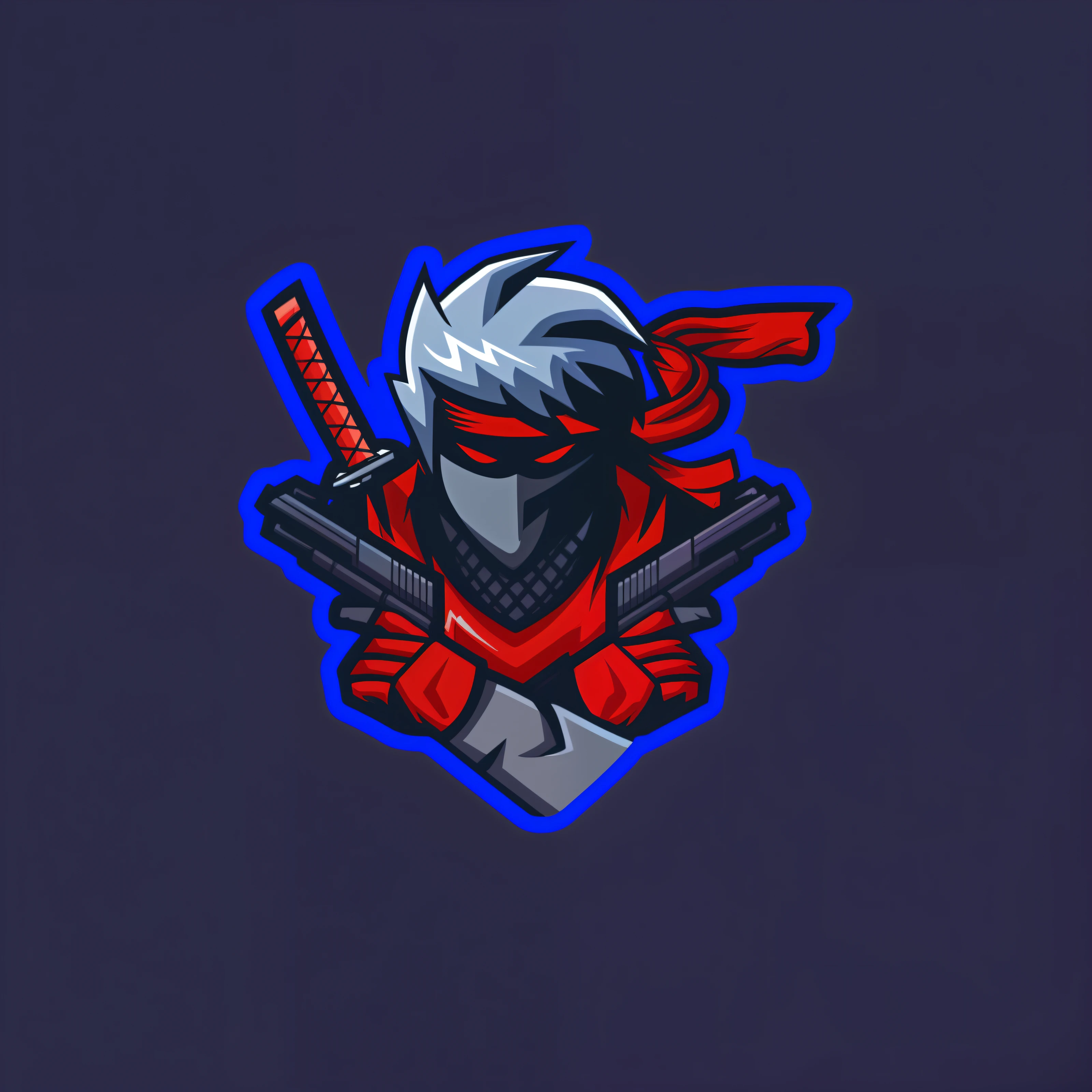 Close-up of a ninja with a sword and helmet, Red Ninja, Esports Logo, mk ninja, cyborg ninja, Esports Logoベクター画像, Game logo, mystic ninja, Katana Zero video game character, Ninja with water wave sword, Stylized game icons, portrait of ninja slayer, Ninja Scrolls, trigger anime art style, mascot illustration