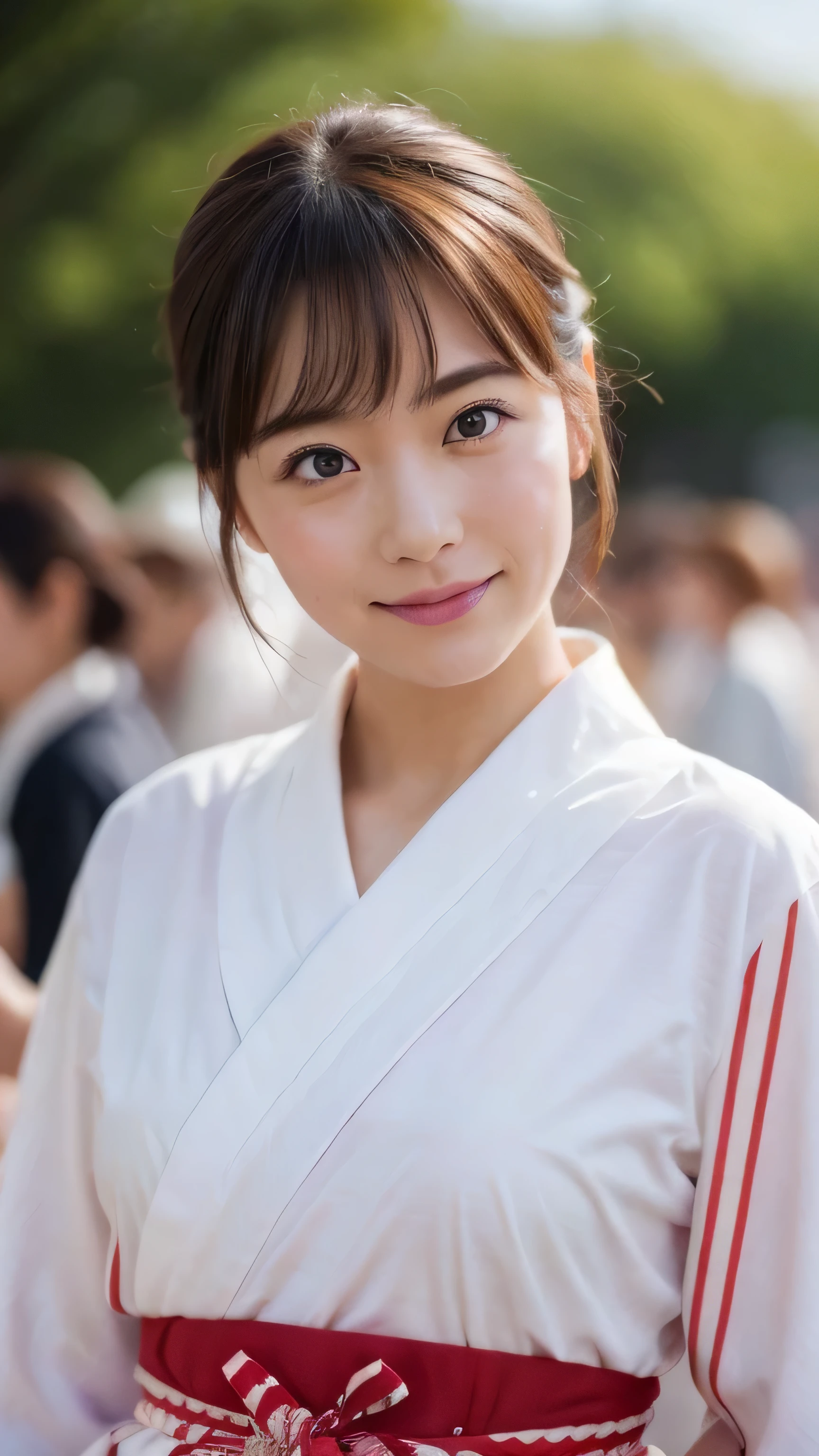 (In the lively scenery of the festival:1.2)、A 30-year-old young woman stands out vividly in 8K highest quality video、(She is wearing a yukata with a red pattern on a white background.:1.2)、A fusion of cuteness and beauty、Beautiful detailed style and beautiful detailed face、looks like a masterpiece、
Her beautiful detailed eyes and double eyes are、Shining brightly like a festival、beautiful brown hair swaying in the wind、It further enhances her charm、The white and red patterned yukata wraps your body beautifully..、In harmony with the festival atmosphere、
(Viewers look down from above:1.2)、With kind eyes,(look at the audience:1.2)、Along with the bustle of the festival、her presence is reflected.、Viewers can enjoy the beauty of 8K images、
This video is、Top quality pieces that combine festive fun with beautifully detailed style..、Those who see it are captivated by its graceful appearance and gaze..。