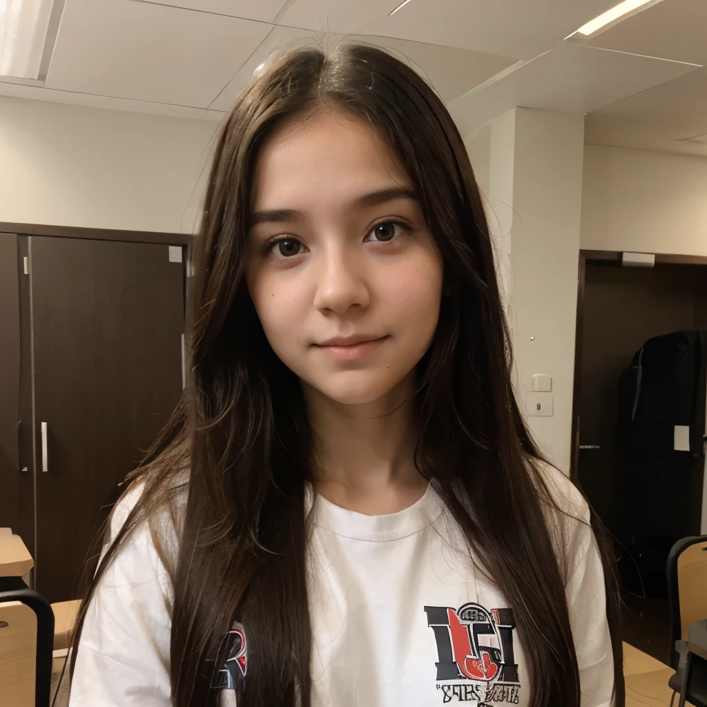 ID photo female university student long hair baby face cute