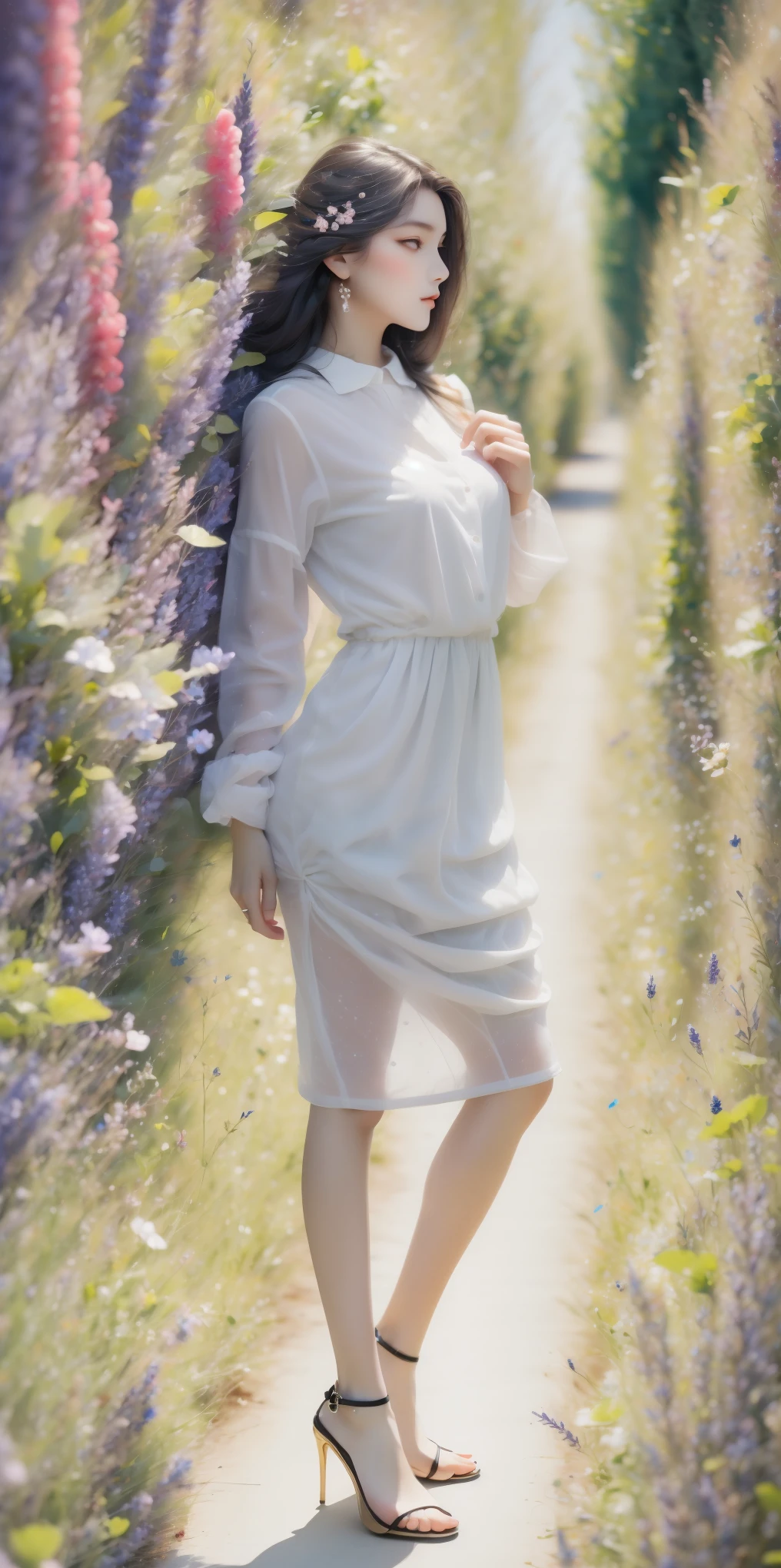 Beautiful woman in a dream space, Tight ultra-thin dress gold, 18K, {{masterpiece}}, best quality, high quality:1.4), {{[[Look head-on}}, Eye_touch,Various photo taking actions)]], The face is beautiful, and very pretty Eyes, Lovely图像, (((Full body image))),（（beautiful legs））, perfect body proportions，（slim sexy body）, （177 meters）, alone, long legs, charming, ，Lovely, pale skin, {{German girls 18 to 22 years old}}, look beautiful German girl and blue Eyes or green Eyes with platinum blonde hair color), Nordic German girl,Modern tailoring garments，see through clothes，Exterior，𝓡𝓸𝓶𝓪𝓷𝓽𝓲𝓬，Vision