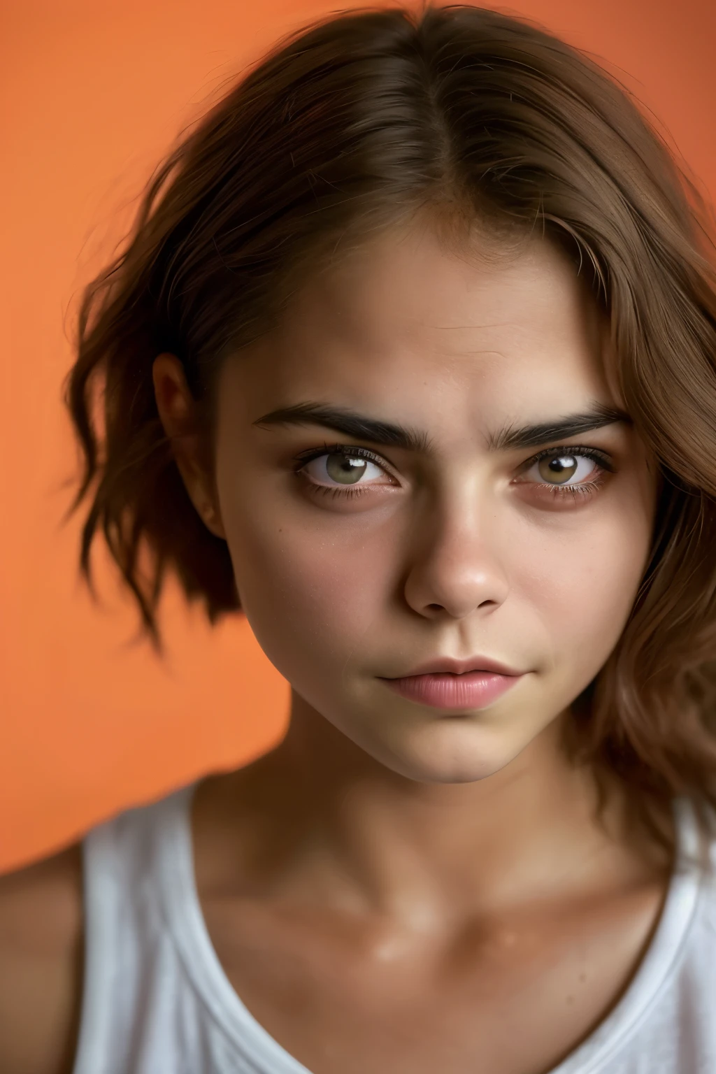 (de cerca, Editorial photograph of a 21-year-old woman.), (Cara muy detallada:1.4) (Sonrisa:0.7) (fondos oscuros, malhumorado, estudio privado:1.3) tirar, por lee jeffries, nikon d850, film stock photography ,4 Kodak Portra 400 ,F1 camera.6 lentes ,Colores ricos ,Hyper realistic ,textura realista, dramatic lighting , Cinestil 800,