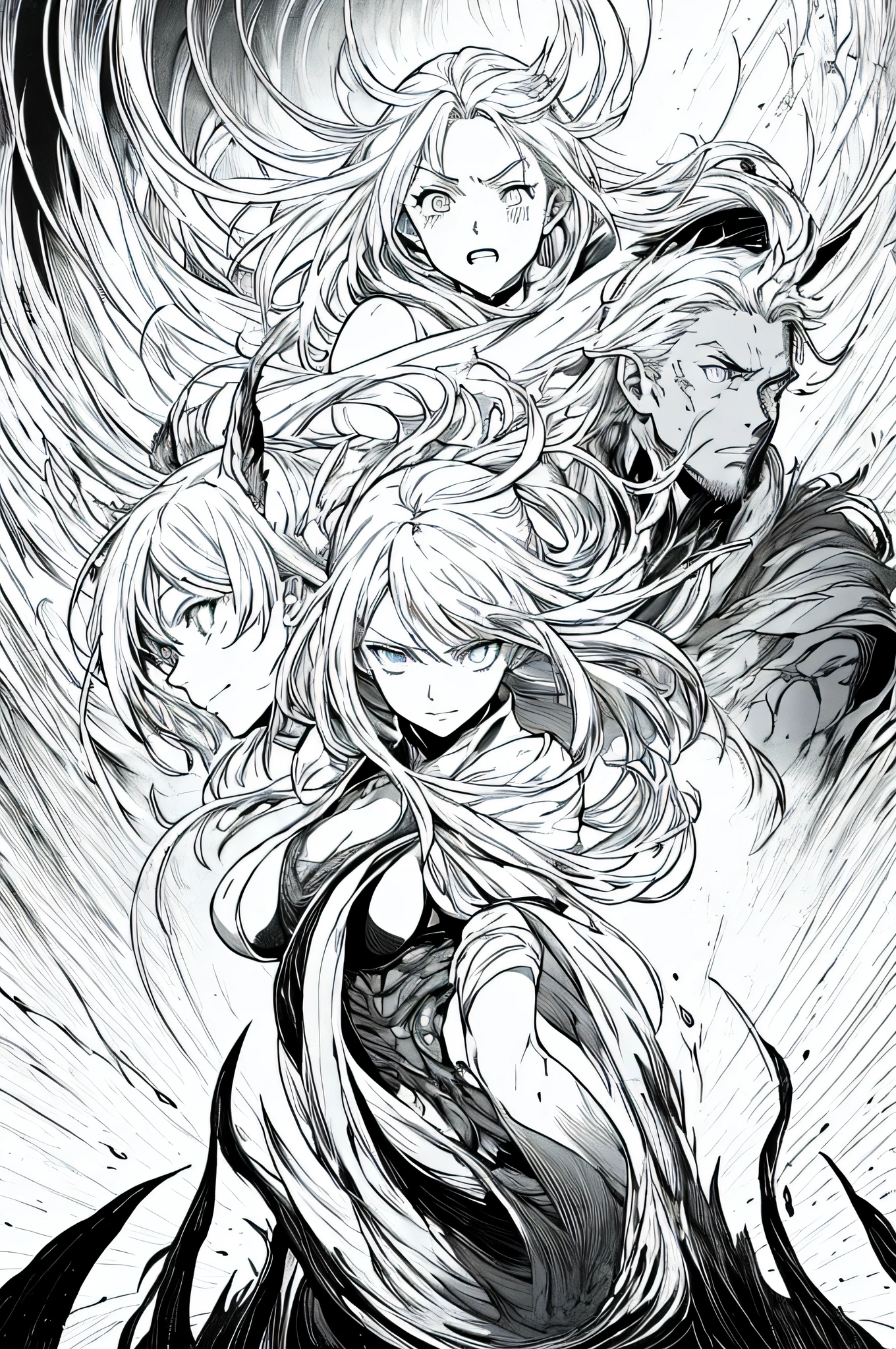 A girl in a manga story, vibrant colors, detailed expression, dynamic poses, picturesque backgrounds, anime-style, glowing eyes, flowing hair, intense action scenes, captivating storyline, comic book panels, iconic symbols, emotional dialogues, dramatic lighting, contrasting shadows, manga-inspired textures, inked lines, immersive atmosphere, iconic fashion styles, distinctive character designs, exaggerated emotions, fantasy elements, epic battles, supernatural powers, thought bubbles, sound effects, visually stunning frames, cinematic composition, captivating plot twists, nuanced facial expressions, intricate backgrounds, expressive hand gestures, hidden secrets, unique art style, unforgettable characters, intense storytelling, climactic moments, vibrant and eye-catching cover art. (best quality, 4k, highres), HDR, vivid color grading.