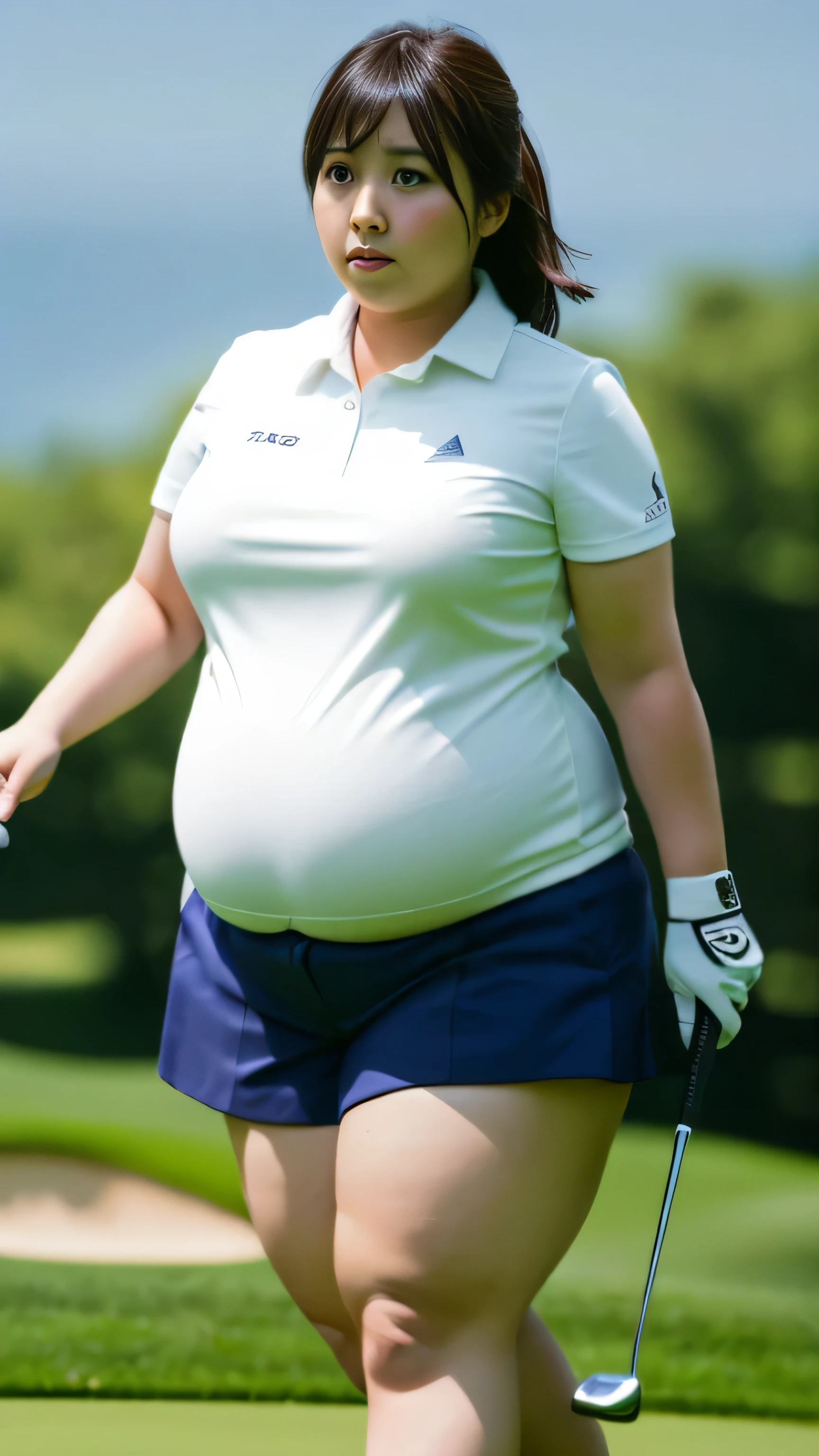 (1 girl'chest, Overweight, extremely fat, Chubby, Japanese, Golf, 4K, High resolution, masterpiece, highest quality