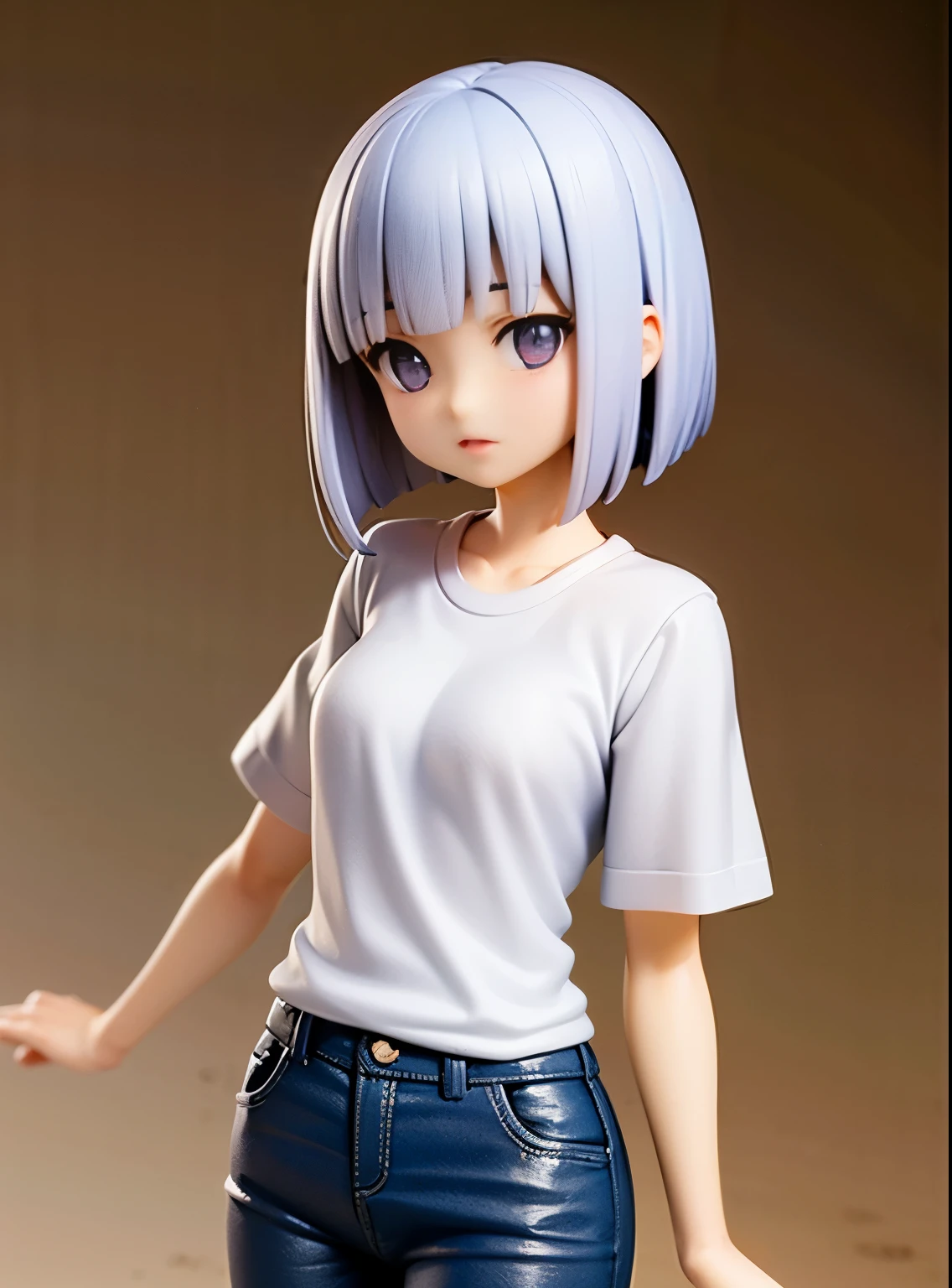 purple eyes、bangs、short bob、silver blue color hair、Crisp eyes、
figure、