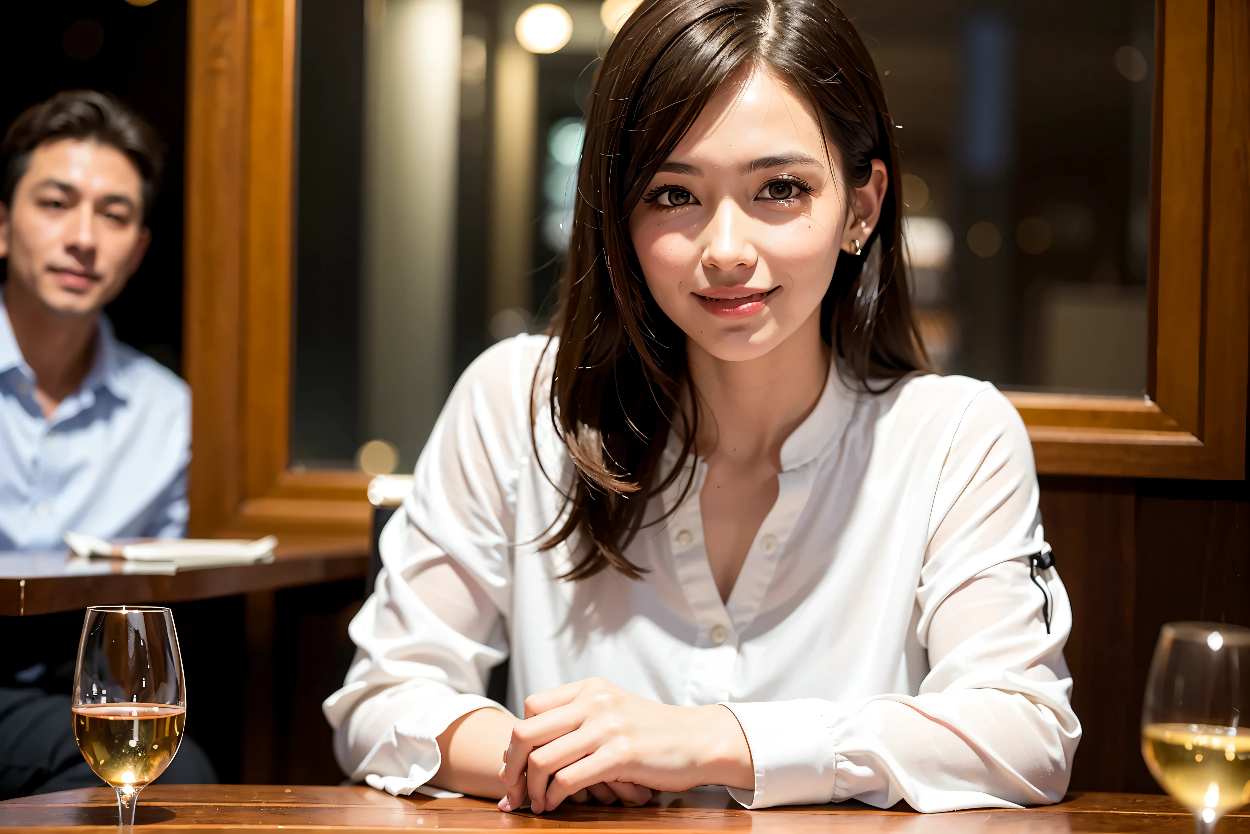 64k, UHD, highest quality, masterpiece: 1.2), (realistic, photorealistic: 1.37),5-people、やわらかなsmile、gentle expression、 Super detailed, celebration party、beauty、charm、beautiful mature woman、3 women who love wine、three men、Kobe、Yokohama、champagne、Sparkling wine、winter night、restaurantでワイン宴会、(slimな男女4名),(Wine party for 5 people)、(slimフェイス),Happy、 最高なsmile、Fox Face、Berry Short、(because I&#39;thin), (brown hair), (shortcut), long sleeve shirt、winter fashion、Colombia、Brazilian、Japanese、Dutch、German、Portuguese、Belgian、Italian、french, (gushing), (slimボティ), (brown hair), (shortcut), 端正なbeauty、cheeks blush a little, (41 years old), 38 years old, 35 years old、32 years old、 A beautiful and detailed night view spreads out outside the window........., restaurant, wine glassが座っている, At night, in a prominent place (from the Upper body) nova frog style, actress, model, Upper body, White wine, slim, wine glass, very beautiful night view, wine glass Put in the Middle, Happy smile, (smile: 1.15),