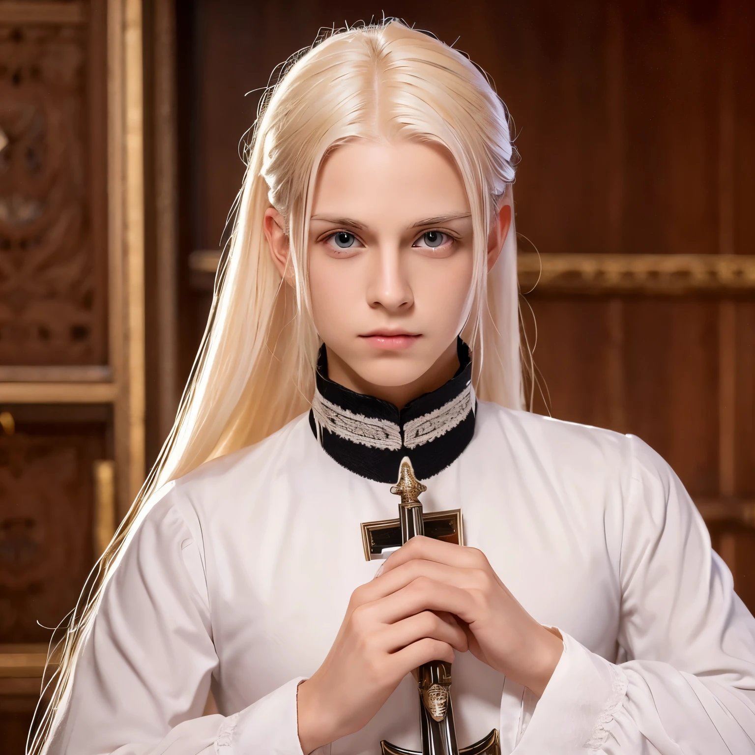 Height: 169cm、A beautiful young man with platinum blonde hair and eyes.。I&#39;m good at studying, but I&#39;m bad at swordplay.。He&#39;s the type who doesn&#39;t show his emotions well, but he has a kind personality.。male。prince。Handsome guy。baby face。womanly