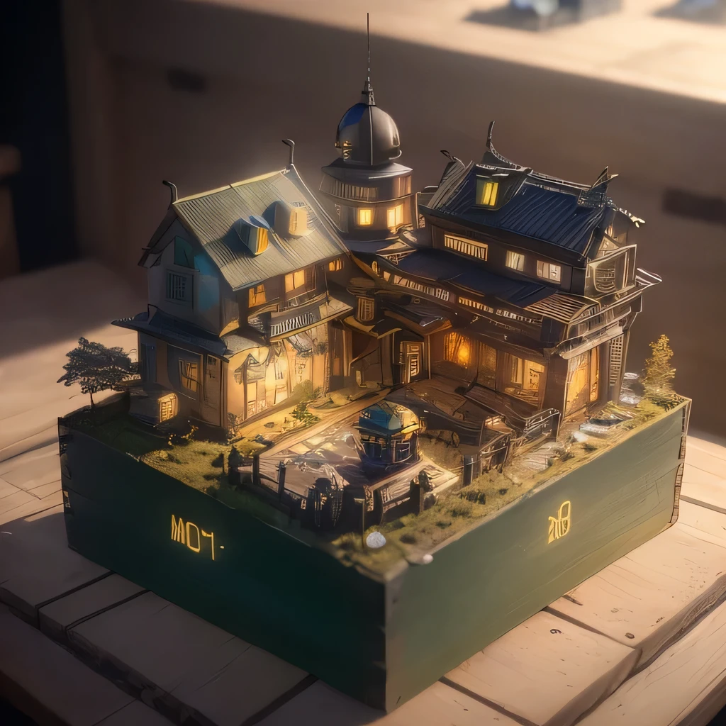 Lunar soil realistic model, (bifurcation, original photo, best quality, masterpiece:1.4),SteampunkCyberpunk6820 City,(CyberpunkLunar soil light:1.3), Lunar soil (related to land),(in a small nature box:1.3),Isometric, small nature, landscape on foundation,landscape,