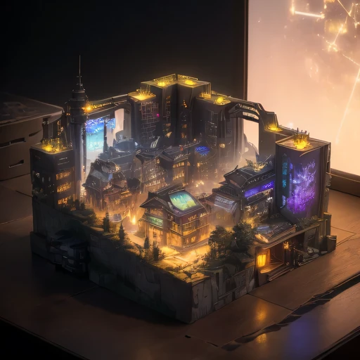 Lunar soil realistic model, (bifurcation, original photo, best quality, masterpiece:1.4),SteampunkCyberpunk6820 City,(CyberpunkLunar soil light:1.3), Lunar soil (related to land),(in a small nature box:1.3),Isometric, small nature, landscape on foundation,landscape,