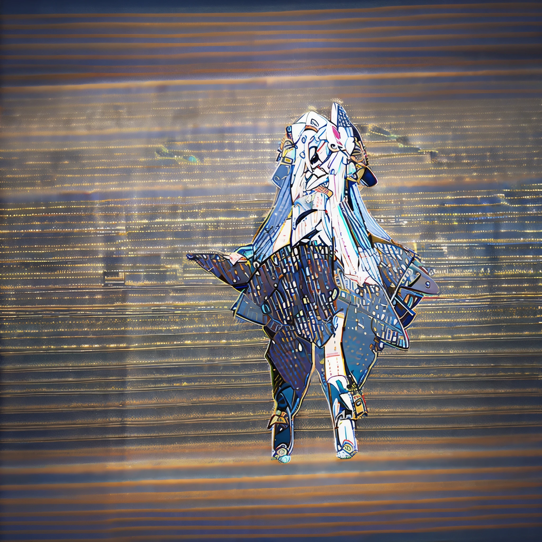 rainy day,White-haired fox-eared girl,holding an umbrella,Close your eyes,shed tears