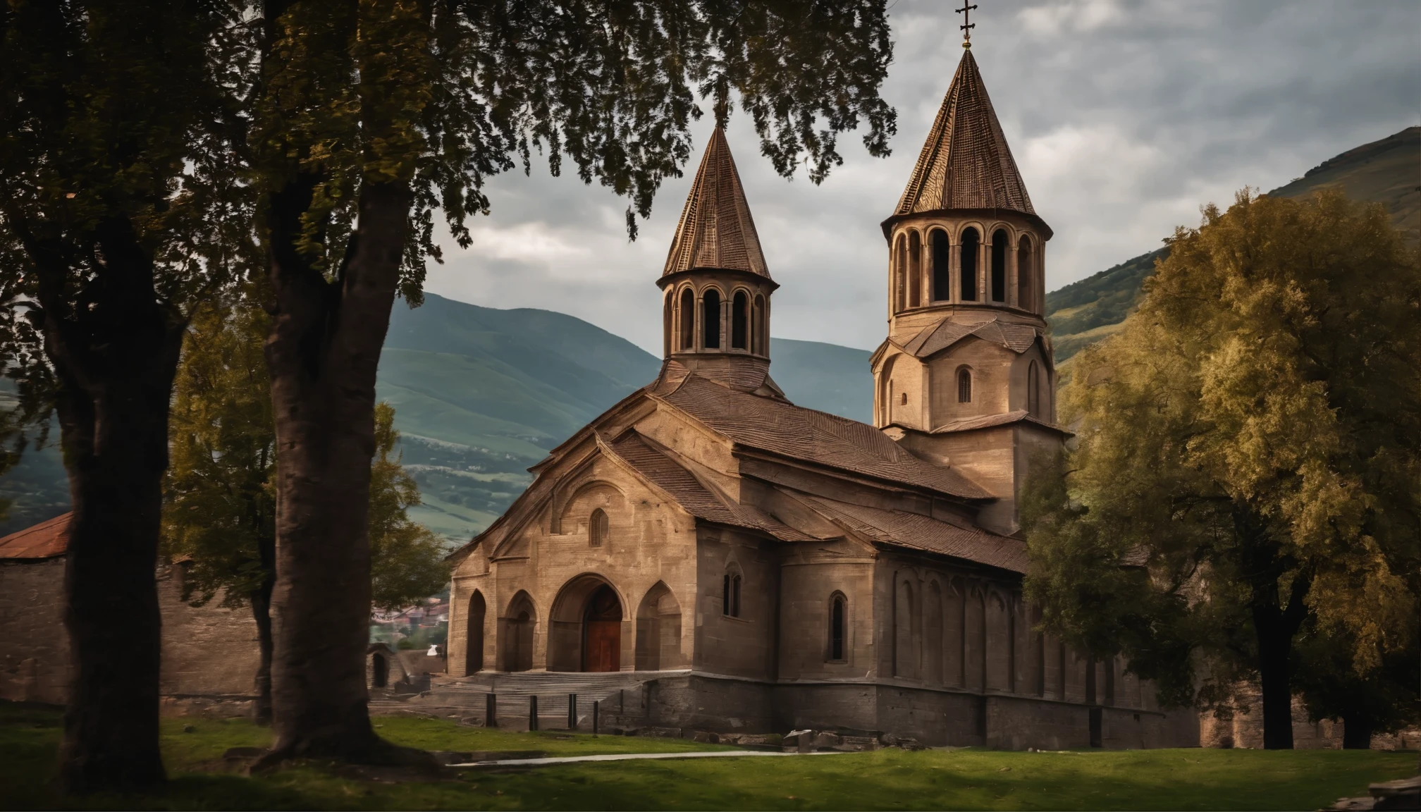 Realistic photo of Georgian orthodox church svetitskhoveli cathedral in mtskheta during XII century