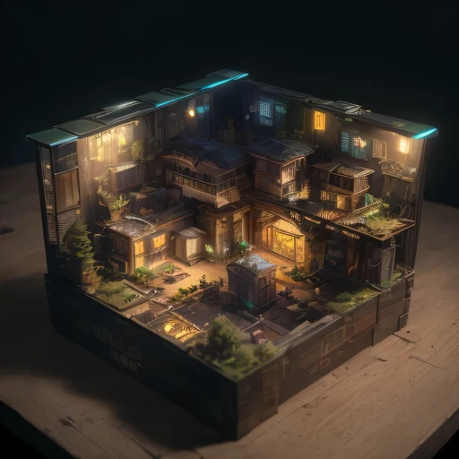 Lunar soil realistic model, (bifurcation, original photo, best quality, masterpiece:1.4),SteampunkCyberpunk6820 City,(CyberpunkLunar soil light:1.3), Lunar soil (related to land),(in a small nature box:1.3),Isometric, small nature, landscape on foundation,landscape,
