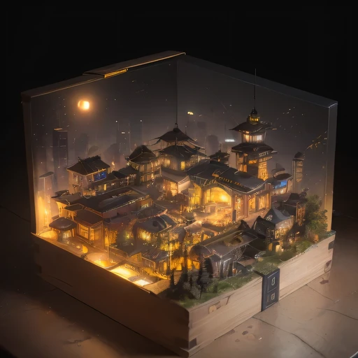 Lunar soil realistic model, (bifurcation, original photo, best quality, masterpiece:1.4),SteampunkCyberpunk6820 City,(CyberpunkLunar soil light:1.3), Lunar soil (related to land),(in a small nature box:1.3),Isometric, small nature, landscape on foundation,landscape,
