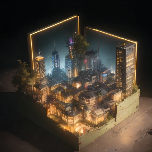 Lunar soil realistic model, (bifurcation, original photo, best quality, masterpiece:1.4),SteampunkCyberpunk6820 City,(CyberpunkLunar soil light:1.3), Lunar soil (related to land),(in a small nature box:1.3),Isometric, small nature, landscape on foundation,landscape,