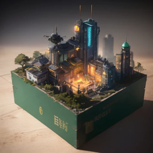 Lunar soil realistic model, (bifurcation, original photo, best quality, masterpiece:1.4),SteampunkCyberpunk6820 City,(CyberpunkLunar soil light:1.3), Lunar soil (related to land),(in a small nature box:1.3),Isometric, small nature, landscape on foundation,landscape,