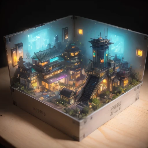 Lunar soil realistic model, (bifurcation, original photo, best quality, masterpiece:1.4),SteampunkCyberpunk6820 City,(CyberpunkLunar soil light:1.3), Lunar soil (related to land),(in a small nature box:1.3),Isometric, small nature, landscape on foundation,landscape,