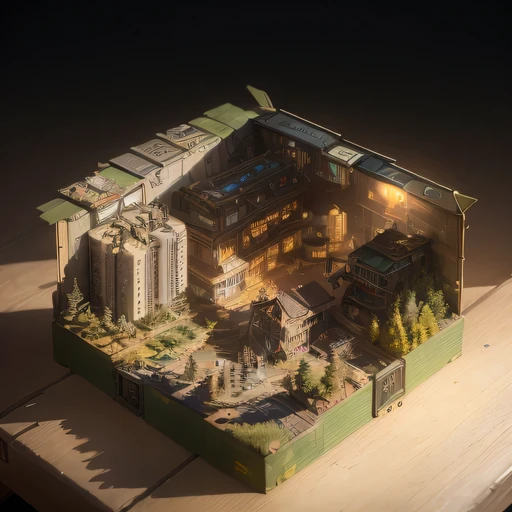 Lunar soil realistic model, (bifurcation, original photo, best quality, masterpiece:1.4),SteampunkCyberpunk6820 City,(CyberpunkLunar soil light:1.3), Lunar soil (related to land),(in a small nature box:1.3),Isometric, small nature, landscape on foundation,landscape,