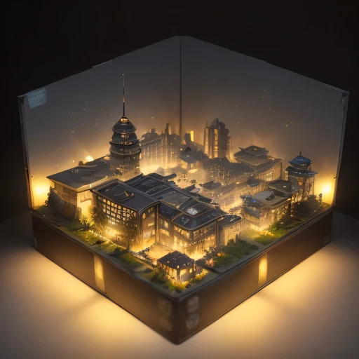 Lunar soil realistic model, (bifurcation, original photo, best quality, masterpiece:1.4),SteampunkCyberpunk6820 City,(CyberpunkLunar soil light:1.3), Lunar soil (related to land),(in a small nature box:1.3),Isometric, small nature, landscape on foundation,landscape,