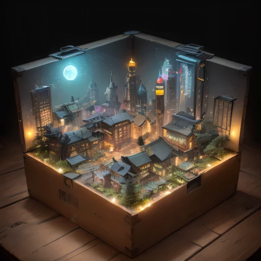 Lunar soil realistic model, (bifurcation, original photo, best quality, masterpiece:1.4),SteampunkCyberpunk6820 City,(CyberpunkLunar soil light:1.3), Lunar soil (related to land),(in a small nature box:1.3),Isometric, small nature, landscape on foundation,landscape,
