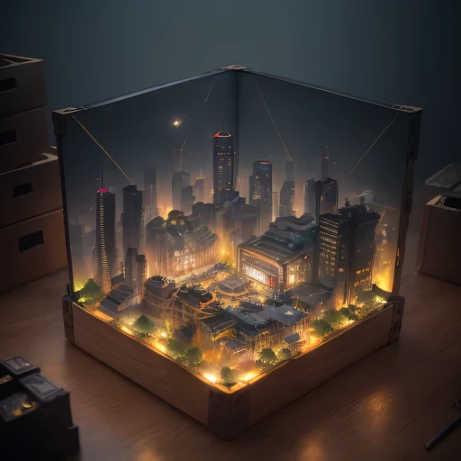 Lunar soil realistic model, (bifurcation, original photo, best quality, masterpiece:1.4),SteampunkCyberpunk6820 City,(CyberpunkLunar soil light:1.3), Lunar soil (related to land),(in a small nature box:1.3),Isometric, small nature, landscape on foundation,landscape,