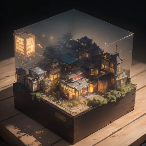 Lunar soil realistic model, (bifurcation, original photo, best quality, masterpiece:1.4),SteampunkCyberpunk6820 City,(CyberpunkLunar soil light:1.3), Lunar soil (related to land),(in a small nature box:1.3),Isometric, small nature, landscape on foundation,landscape,