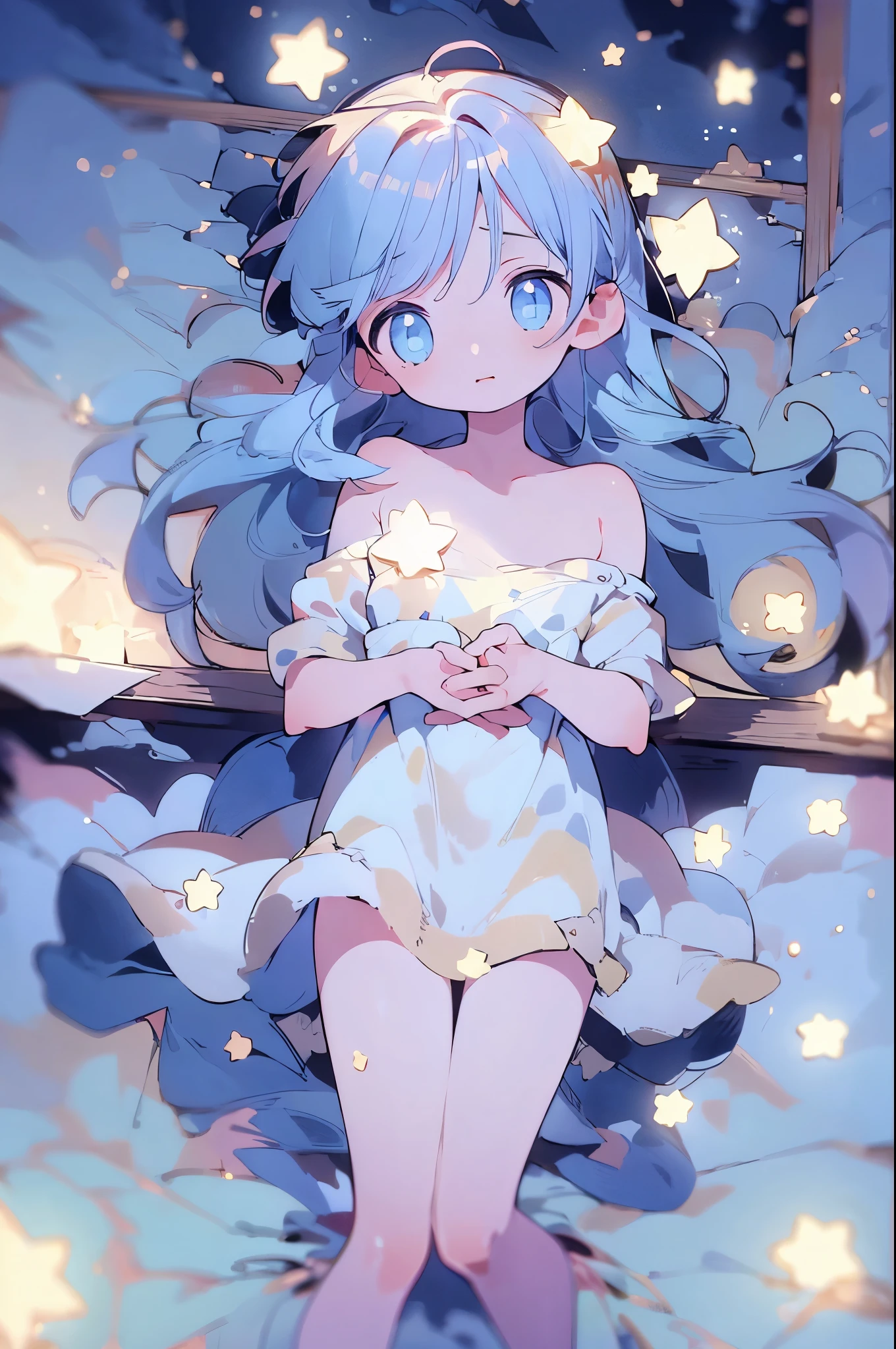 Nsfw,absurd, High resolution, (anime style:1.1), ((table top)), ((highest quality)), (Super detailed), (beautiful), alone, beautiful face、bokeh photo, (soft focus：1.2), colorful long hair with blue hair、
out of focus highlights, dreamy atmosphere,
shining circle, Enchanting Depths,made in abyss、blue eyes、(spread legs, legs up:1.2)、エッチな顔