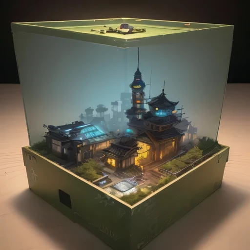 Lunar soil realistic model, (bifurcation, original photo, best quality, masterpiece:1.4),SteampunkCyberpunk6820 City,(CyberpunkLunar soil light:1.3), Lunar soil (related to land),(in a small nature box:1.3),Isometric, small nature, landscape on foundation,landscape,